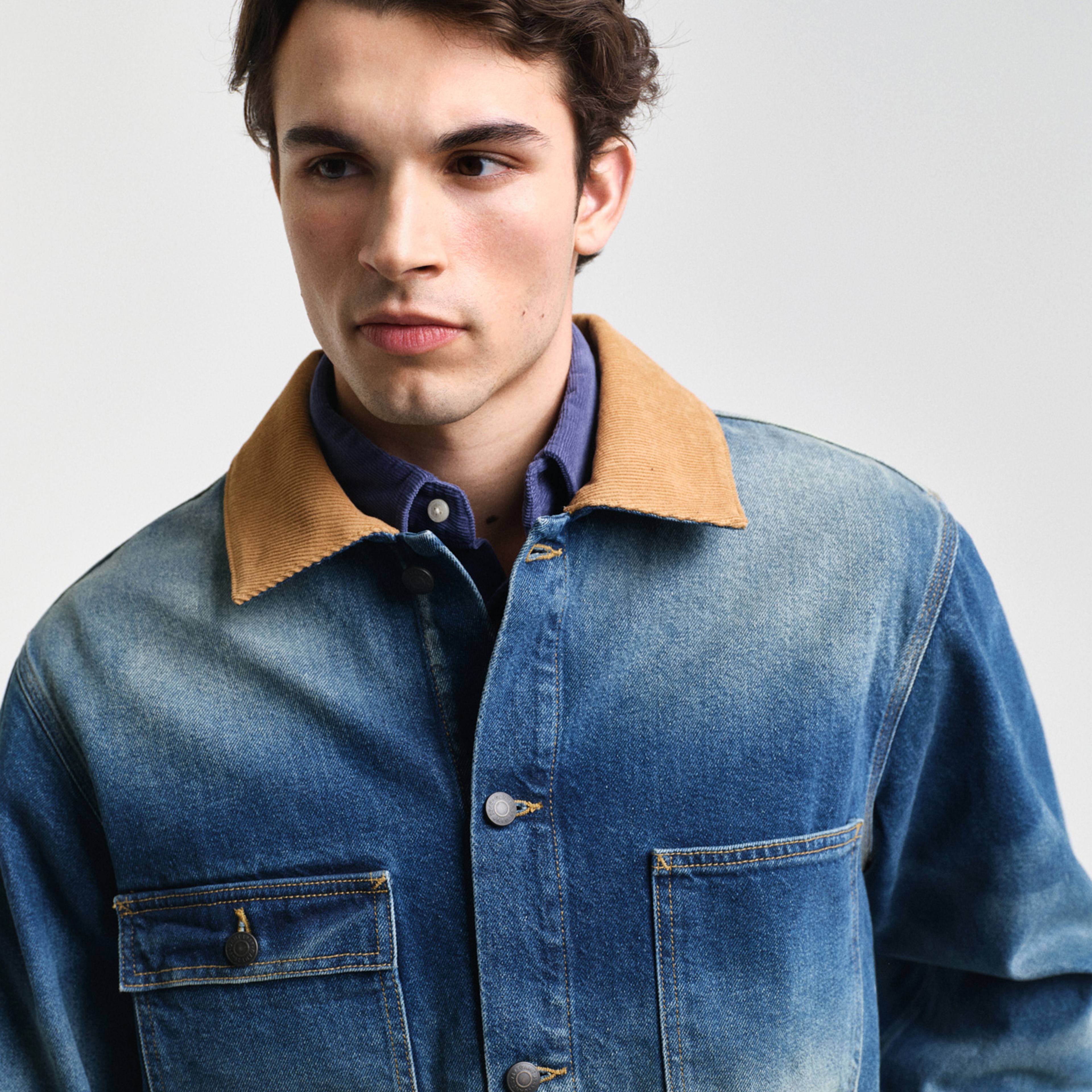 GANT Erkek Mavi Klasik Yaka Denim Ceket