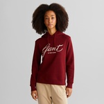 GANT Kadın Bordo Relaxed Fit Kapüşonlu Logolu Sweatshirt