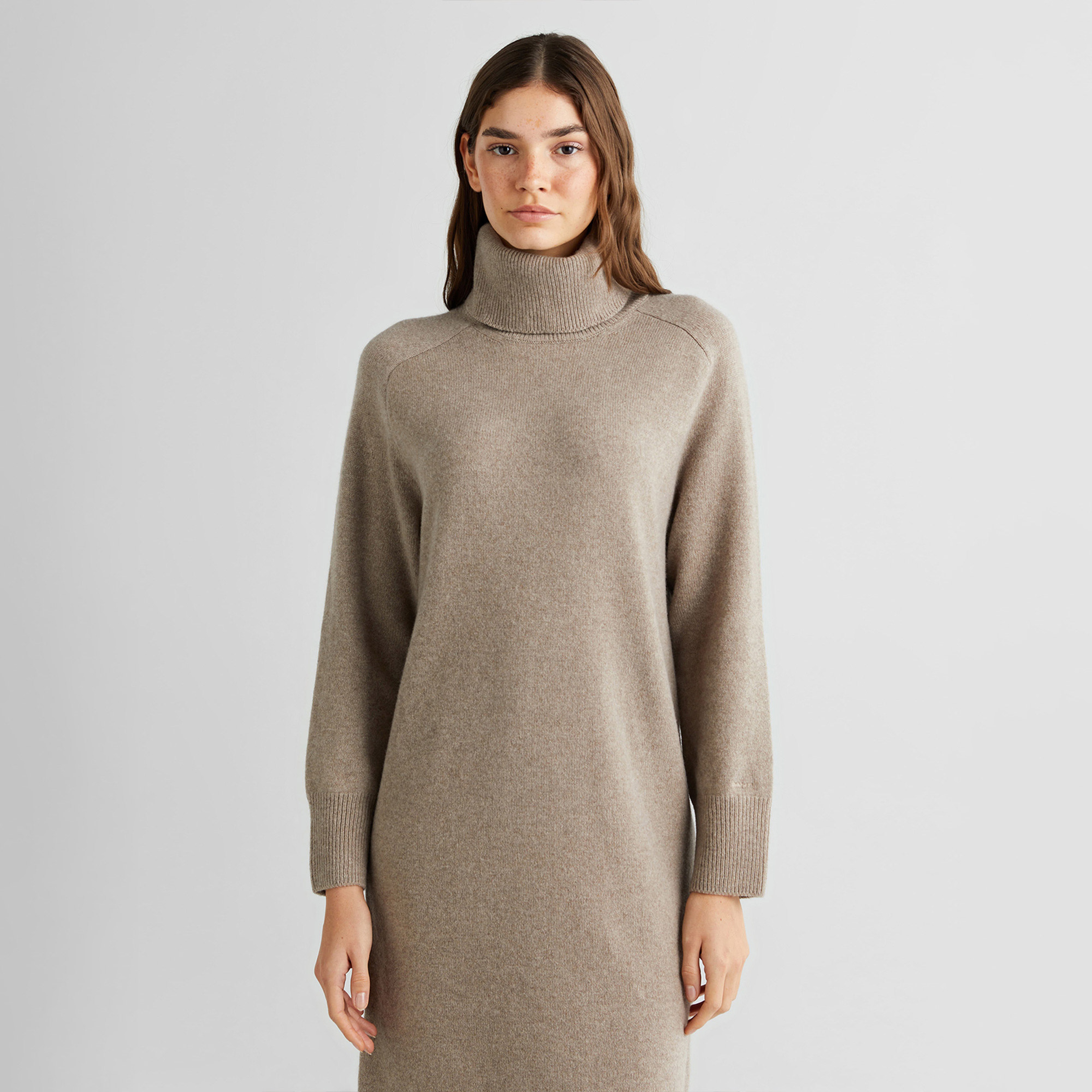 GANT Kadın Bej Relaxed Fit Dik Yaka Elbise