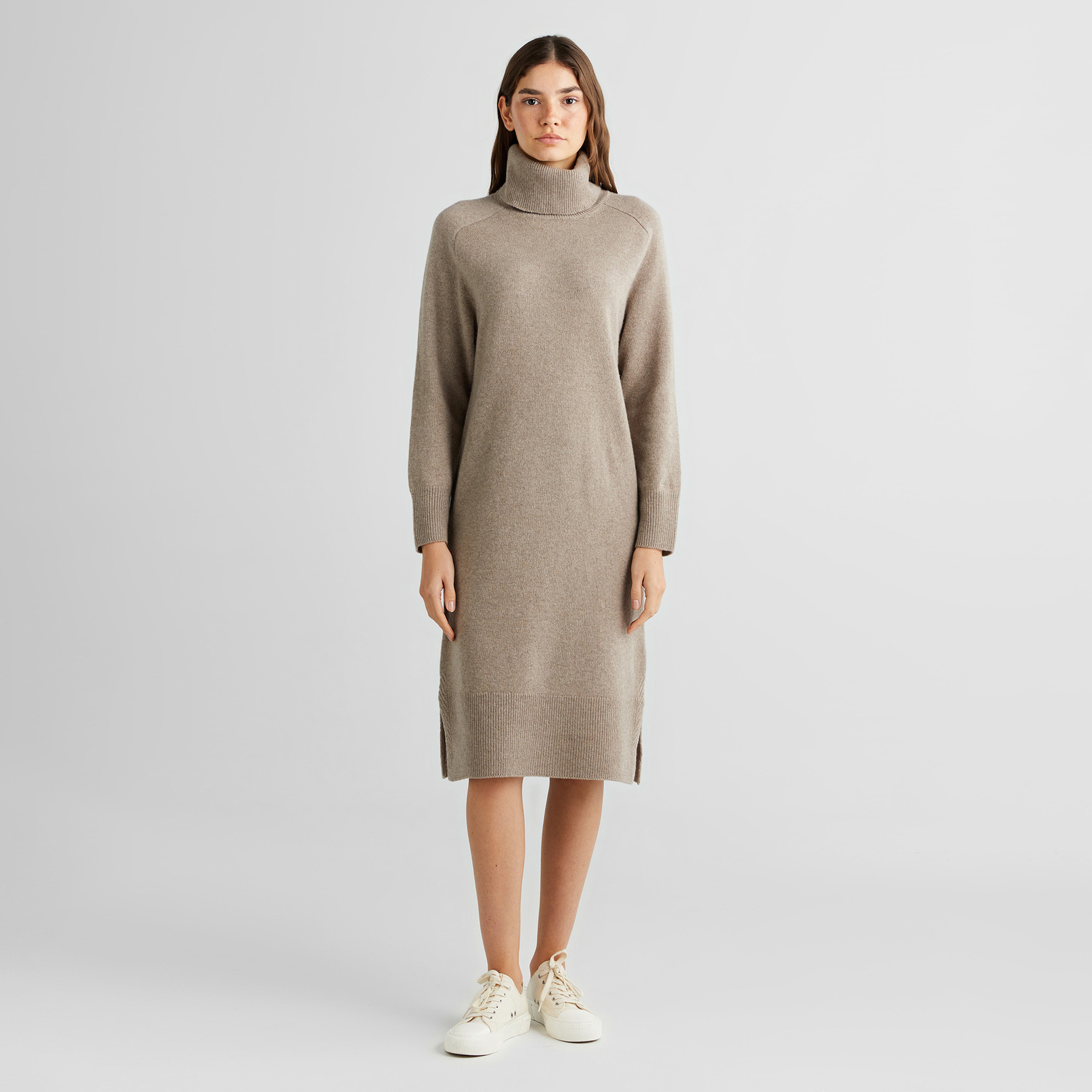 GANT Kadın Bej Relaxed Fit Dik Yaka Elbise