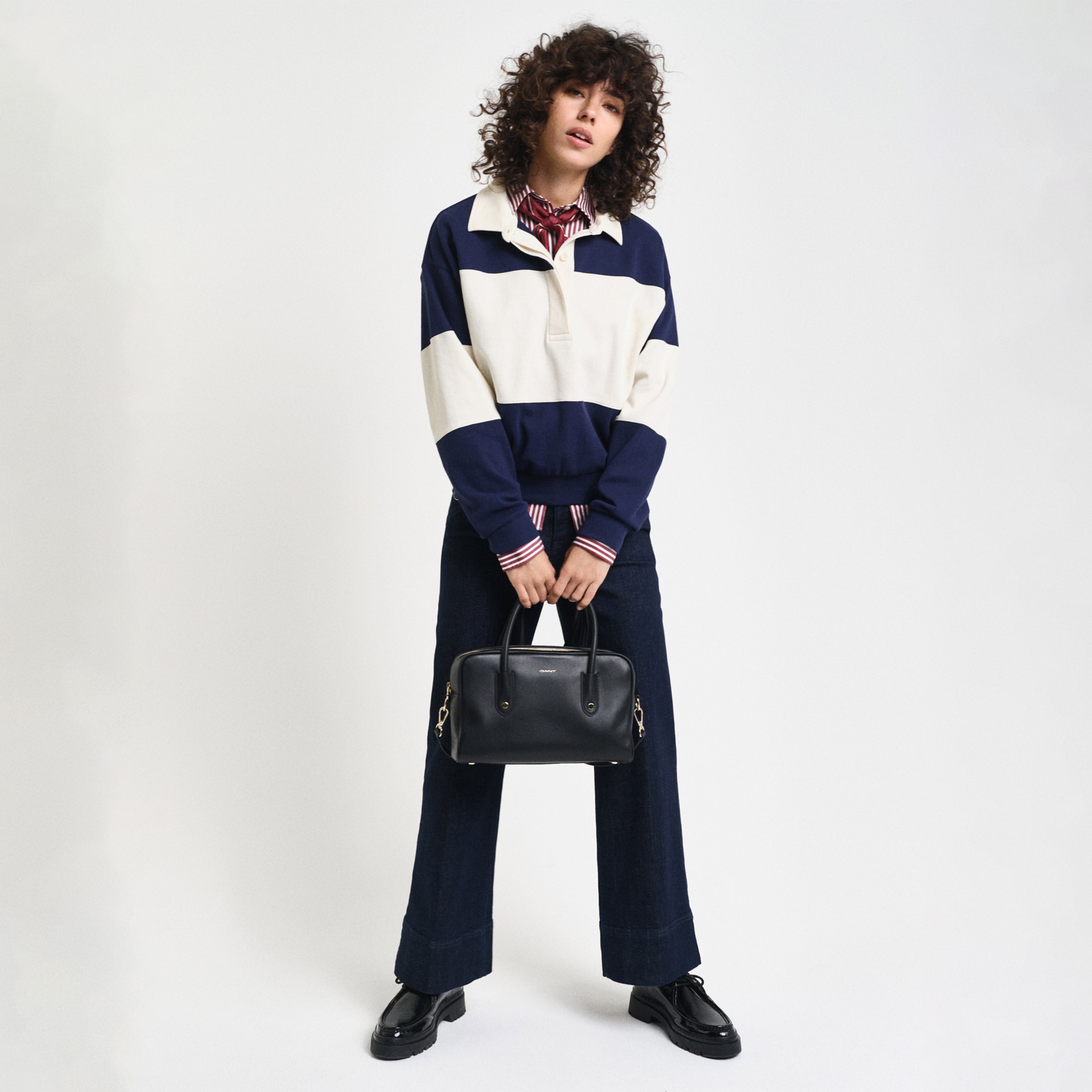 GANT Kadın Lacivert Relaxed Fit Renk Bloklu Polo