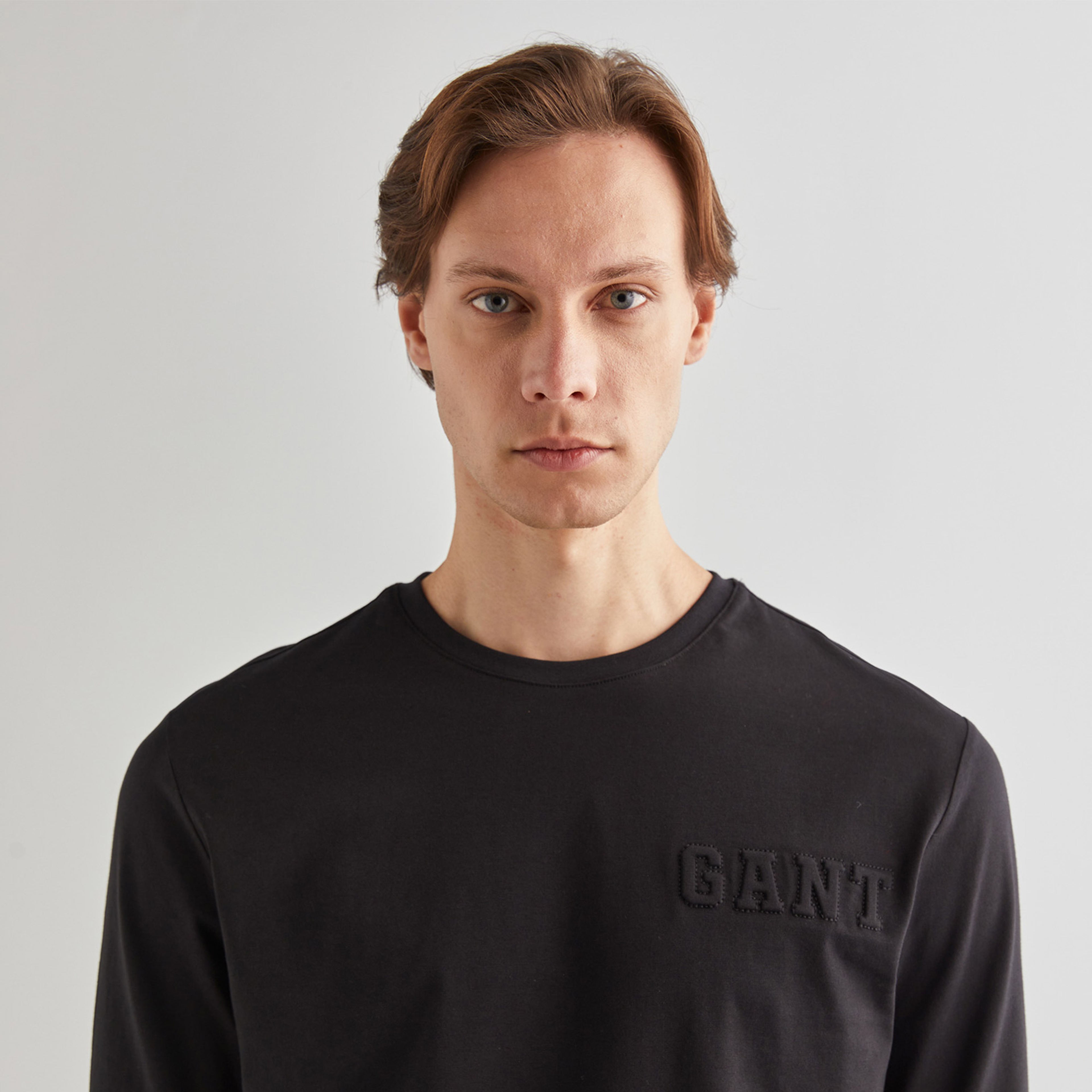 GANT Erkek Siyah Regular Fit Bisiklet Yaka T-Shirt