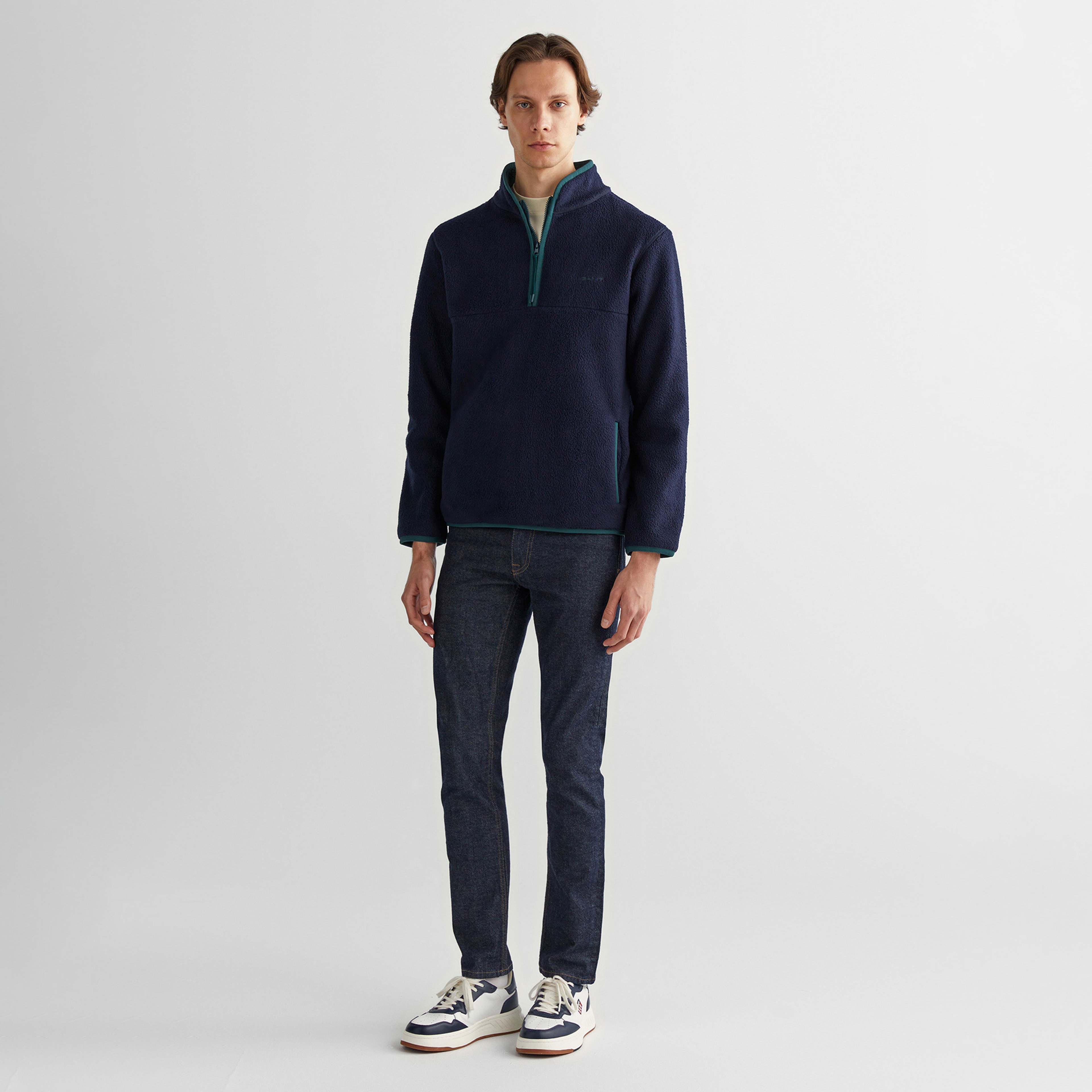 GANT Erkek Lacivert Regular Fit Yarım Fermuarlı Sweatshirt