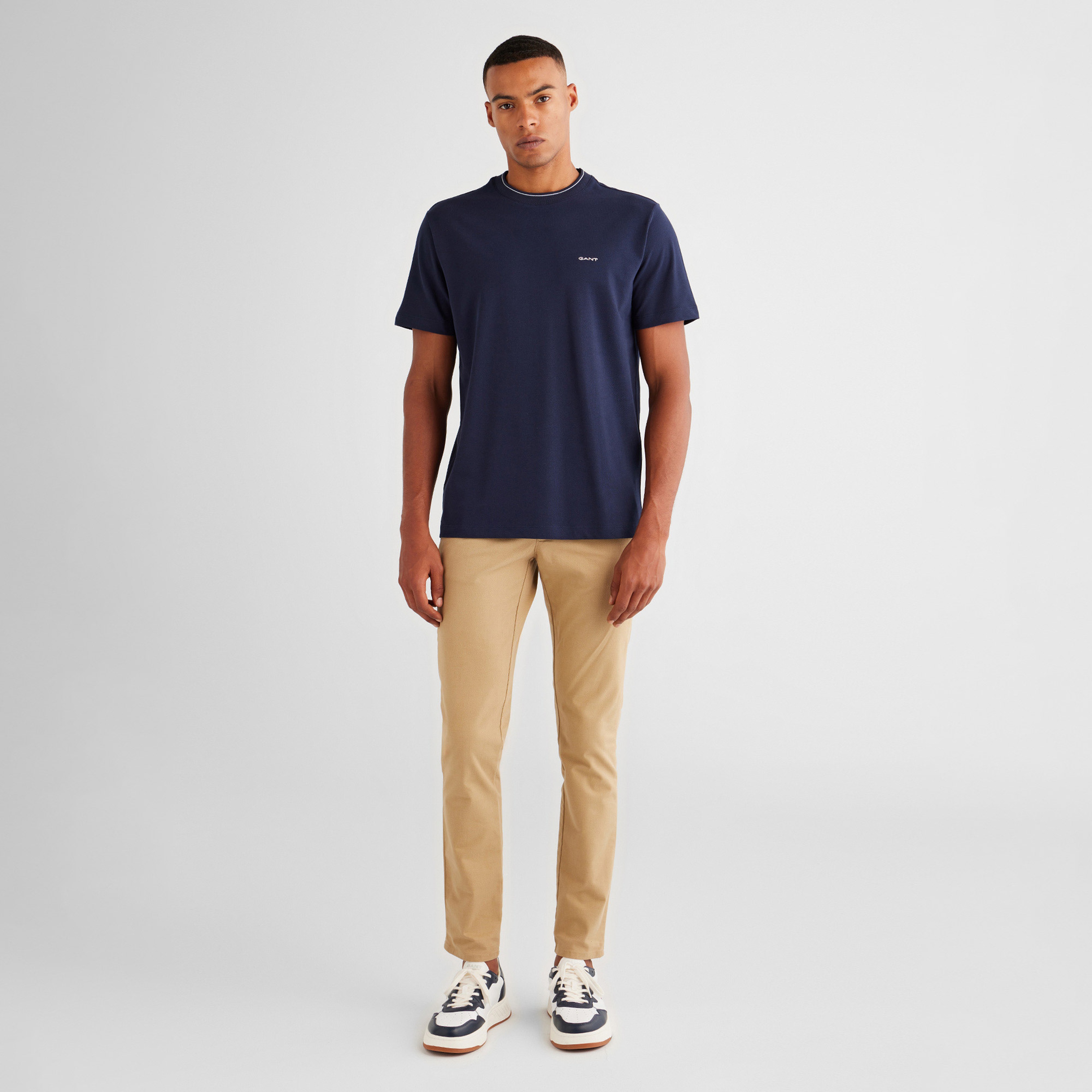 GANT Erkek Lacivert Regular Fit Bisiklet Yaka T-Shirt