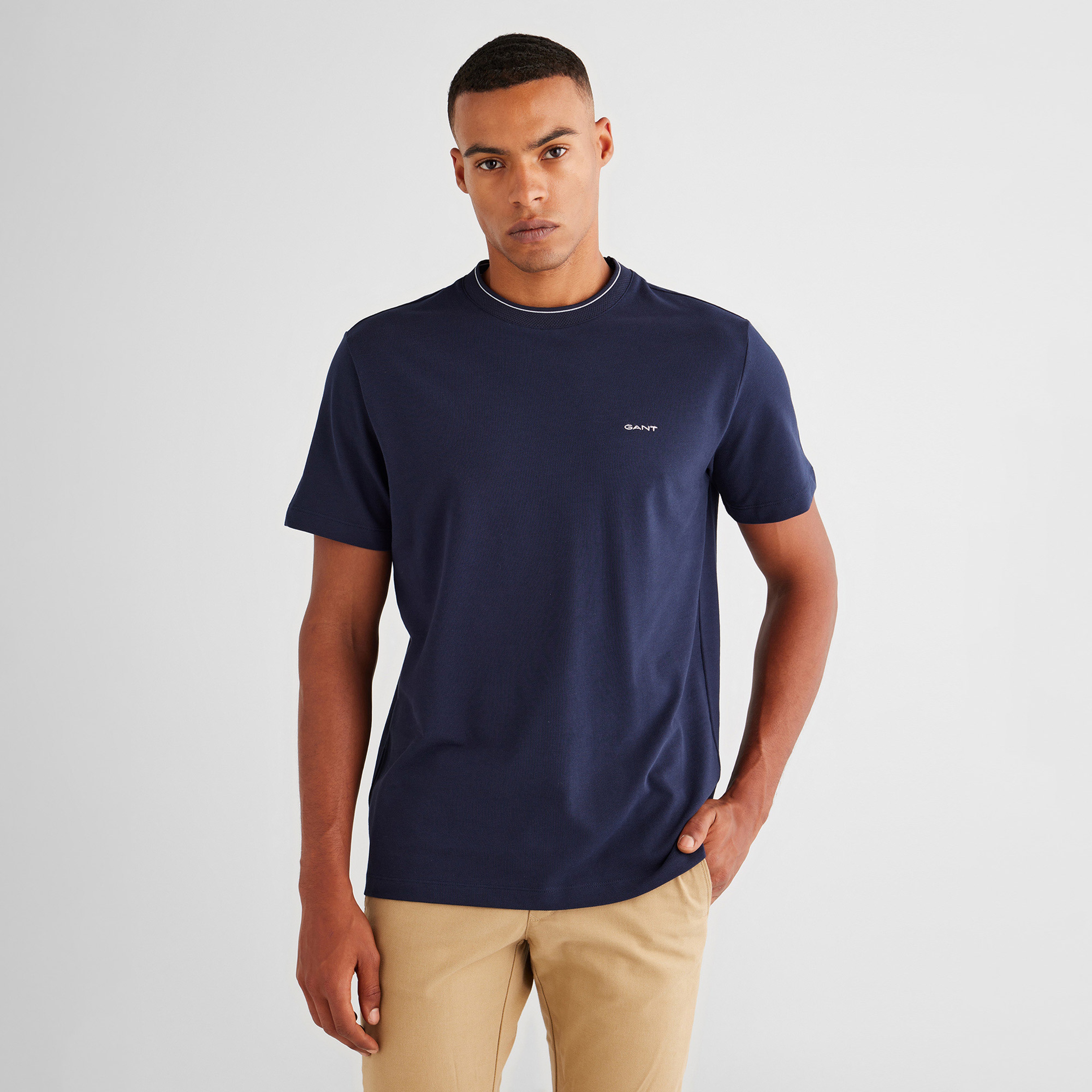 GANT Erkek Lacivert Regular Fit Bisiklet Yaka T-Shirt