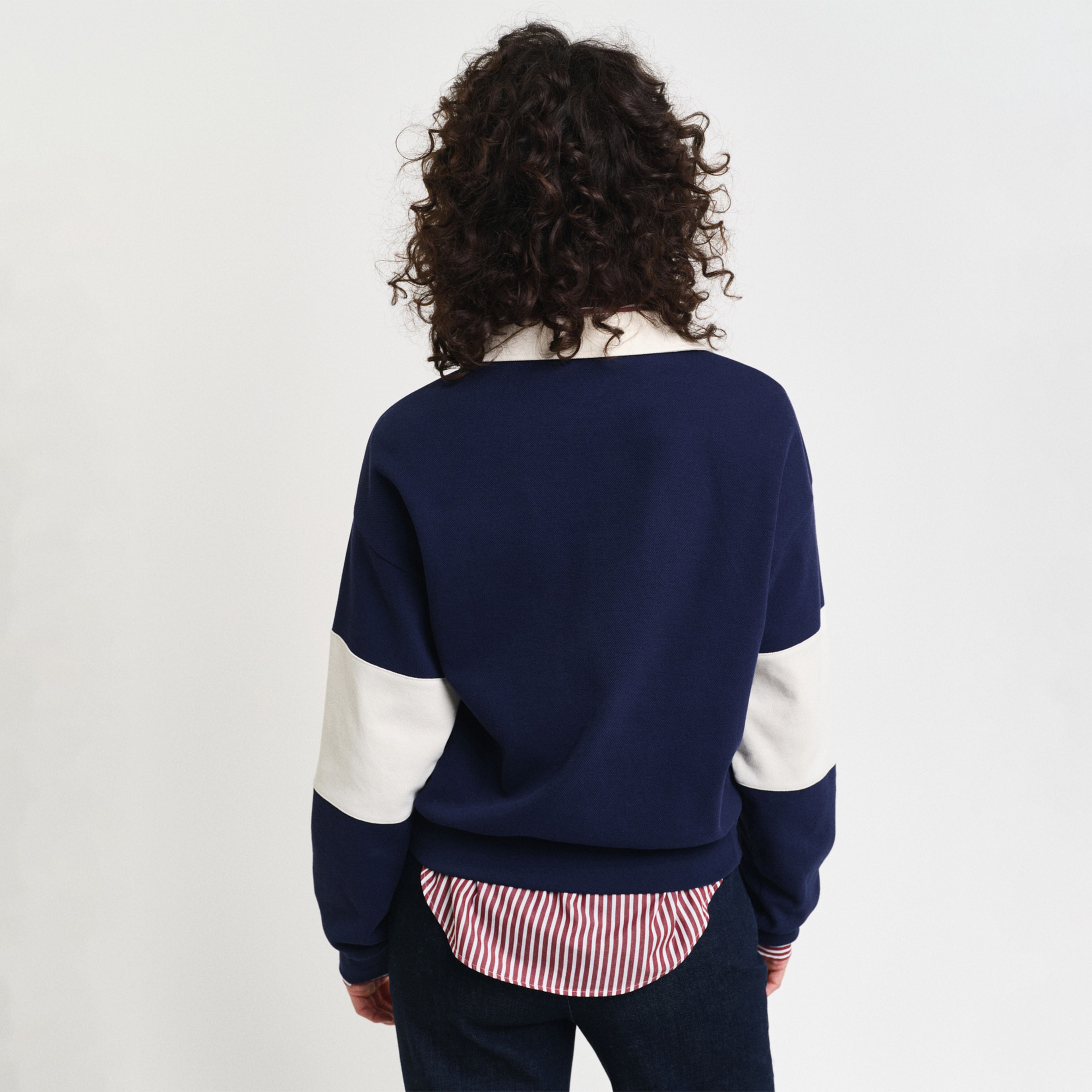 GANT Kadın Lacivert Relaxed Fit Renk Bloklu Polo