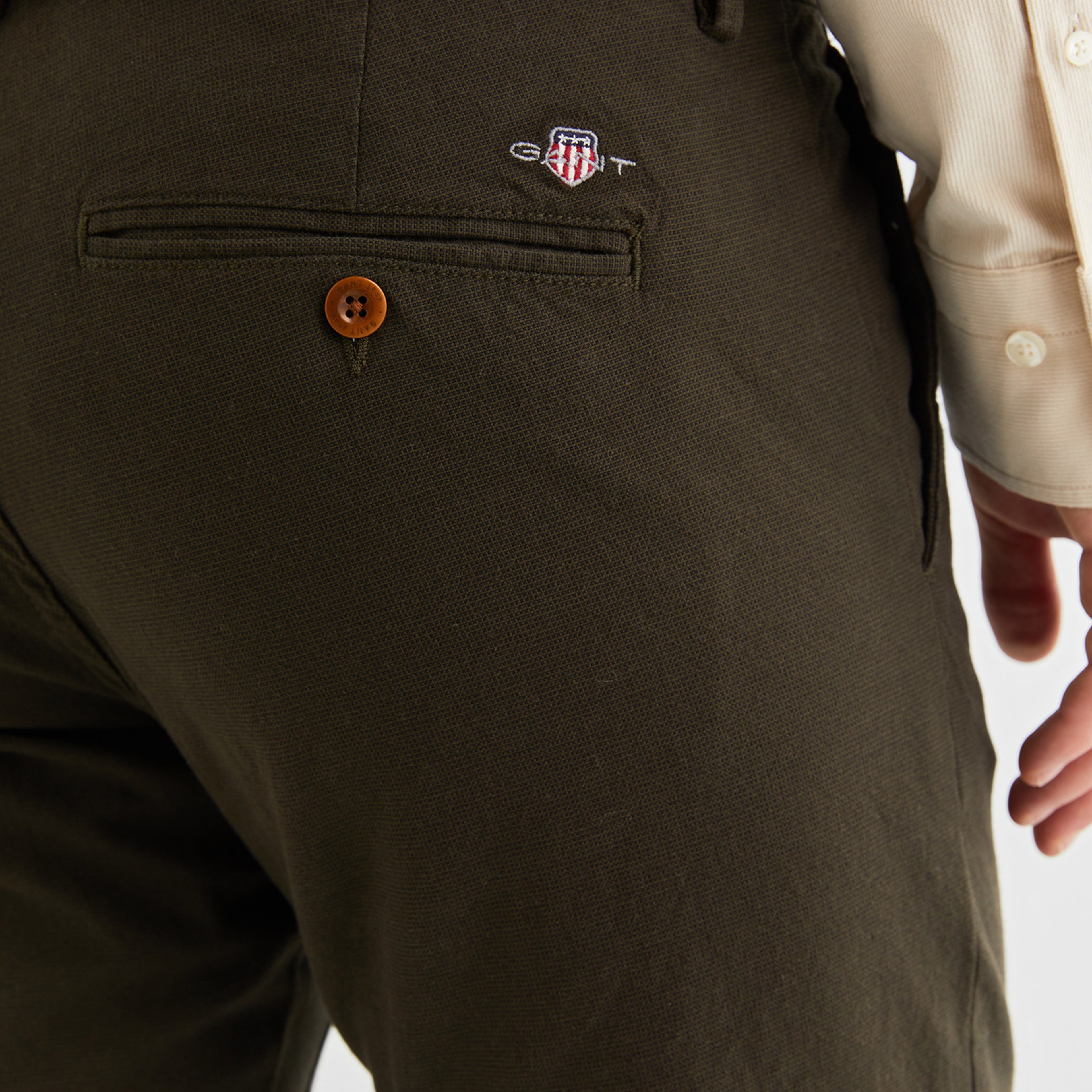 GANT Erkek Yeşil Regular Fit Ekose Pantolon