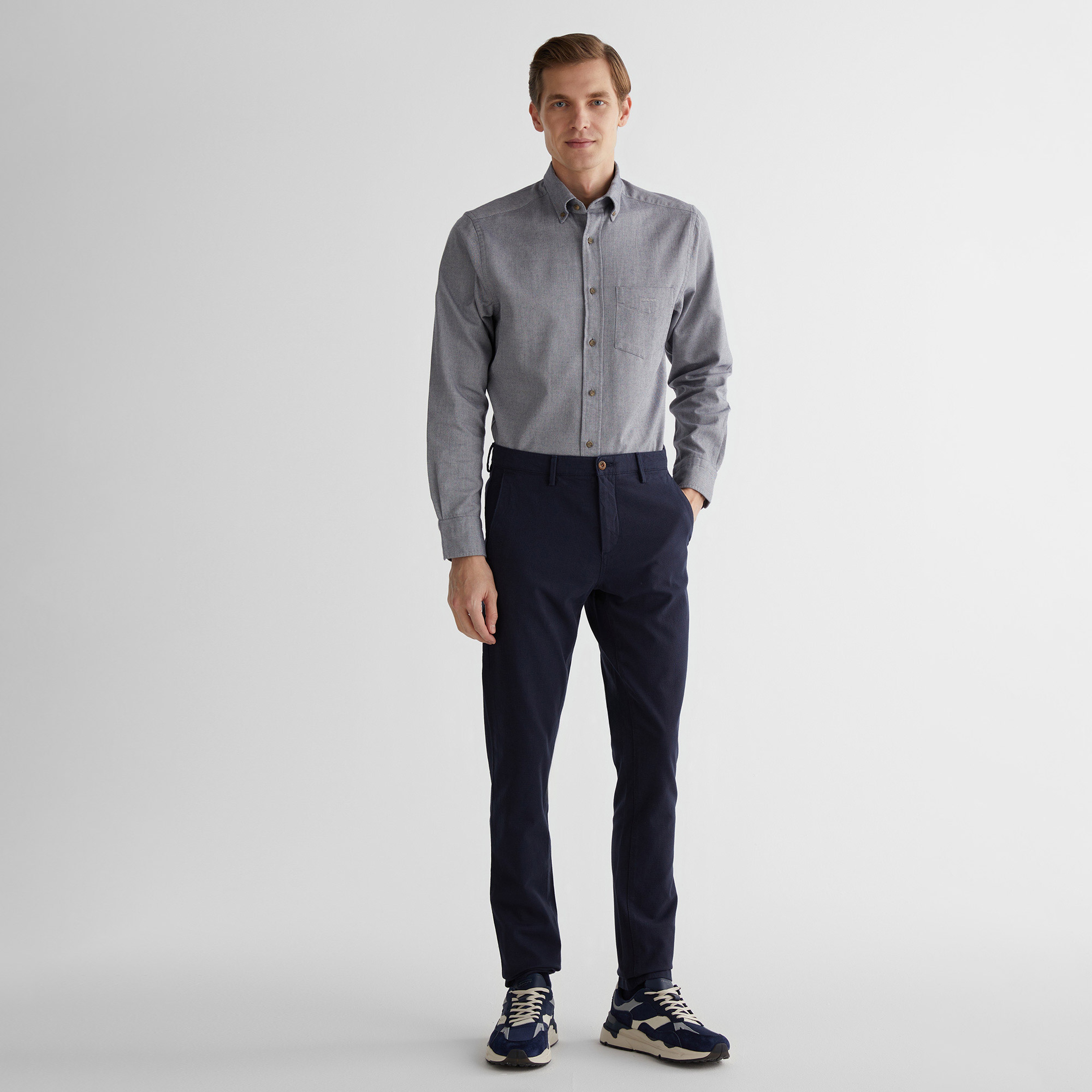 GANT Erkek Lacivert Regular Fit Ekose Pantolon