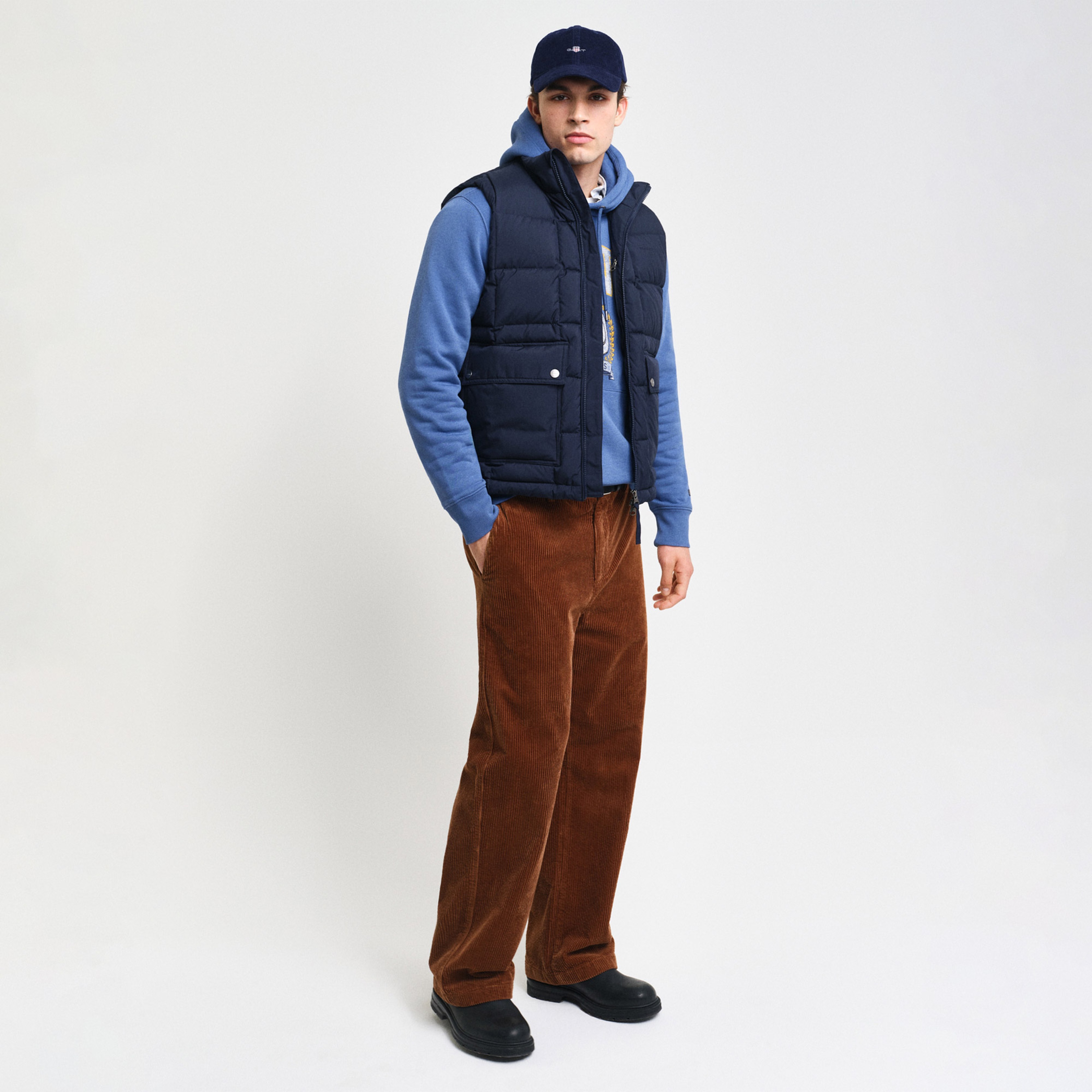 GANT Erkek Lacivert Regular Fit Dik Yaka Kapitone Yelek