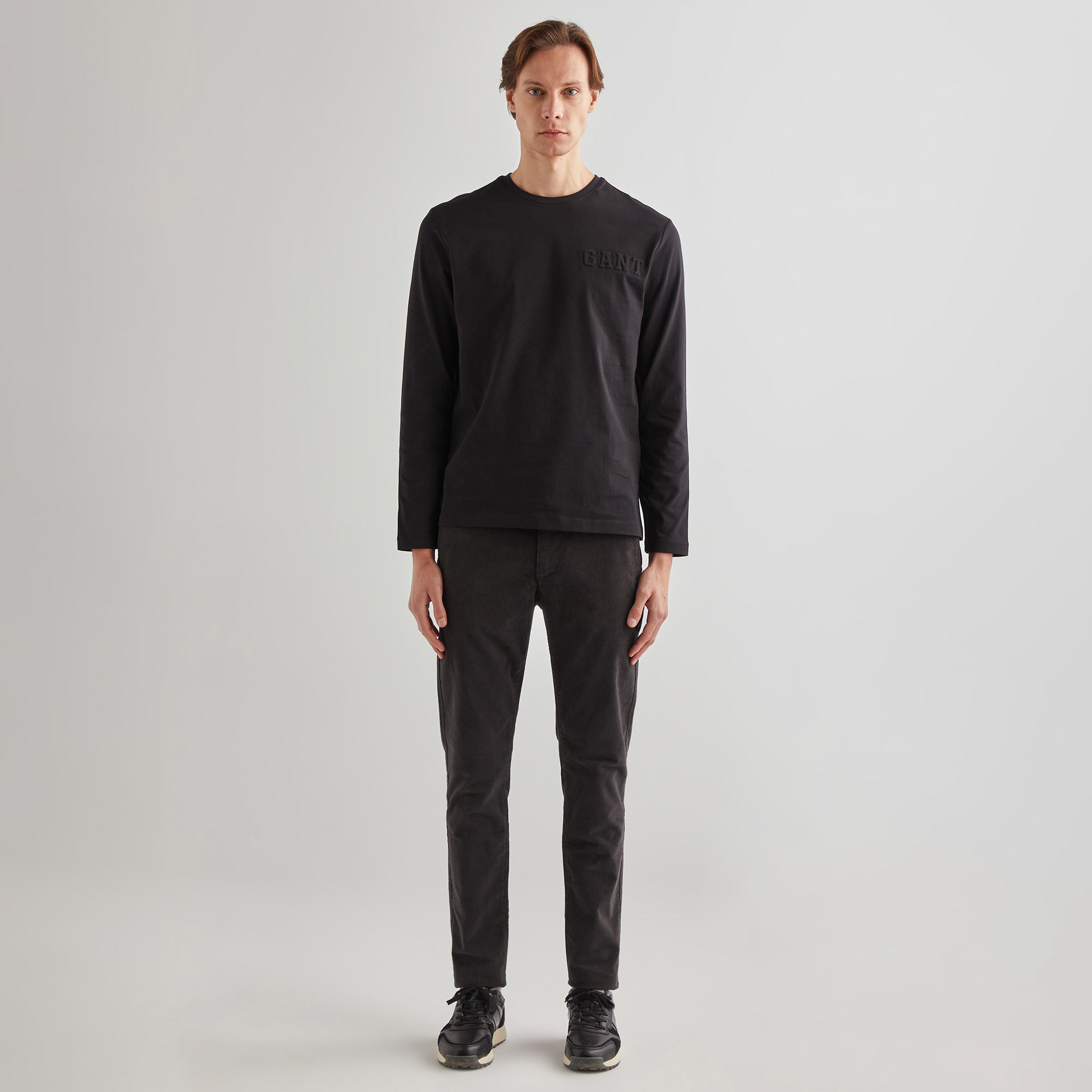 GANT Erkek Siyah Regular Fit Bisiklet Yaka T-Shirt