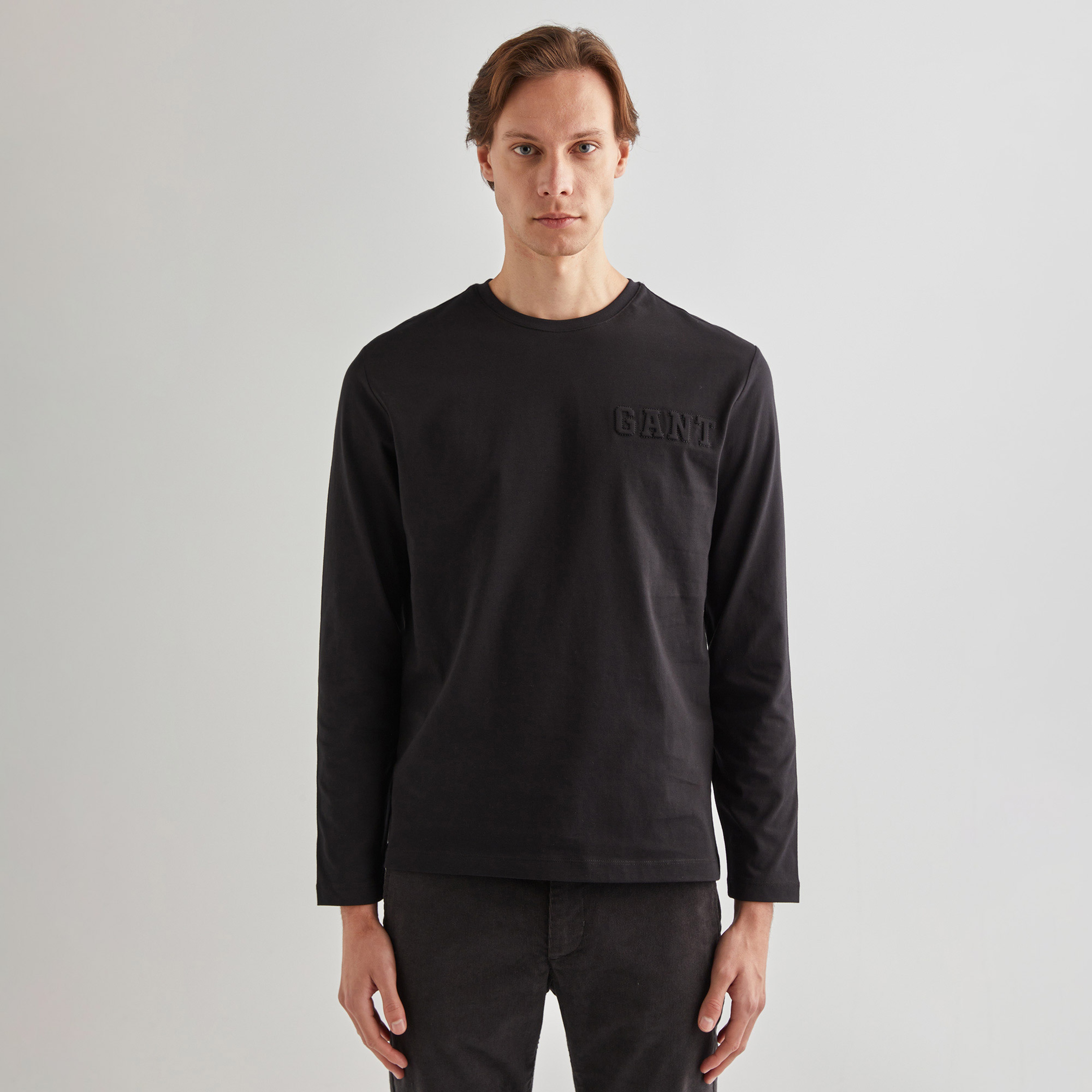 GANT Erkek Siyah Regular Fit Bisiklet Yaka T-Shirt