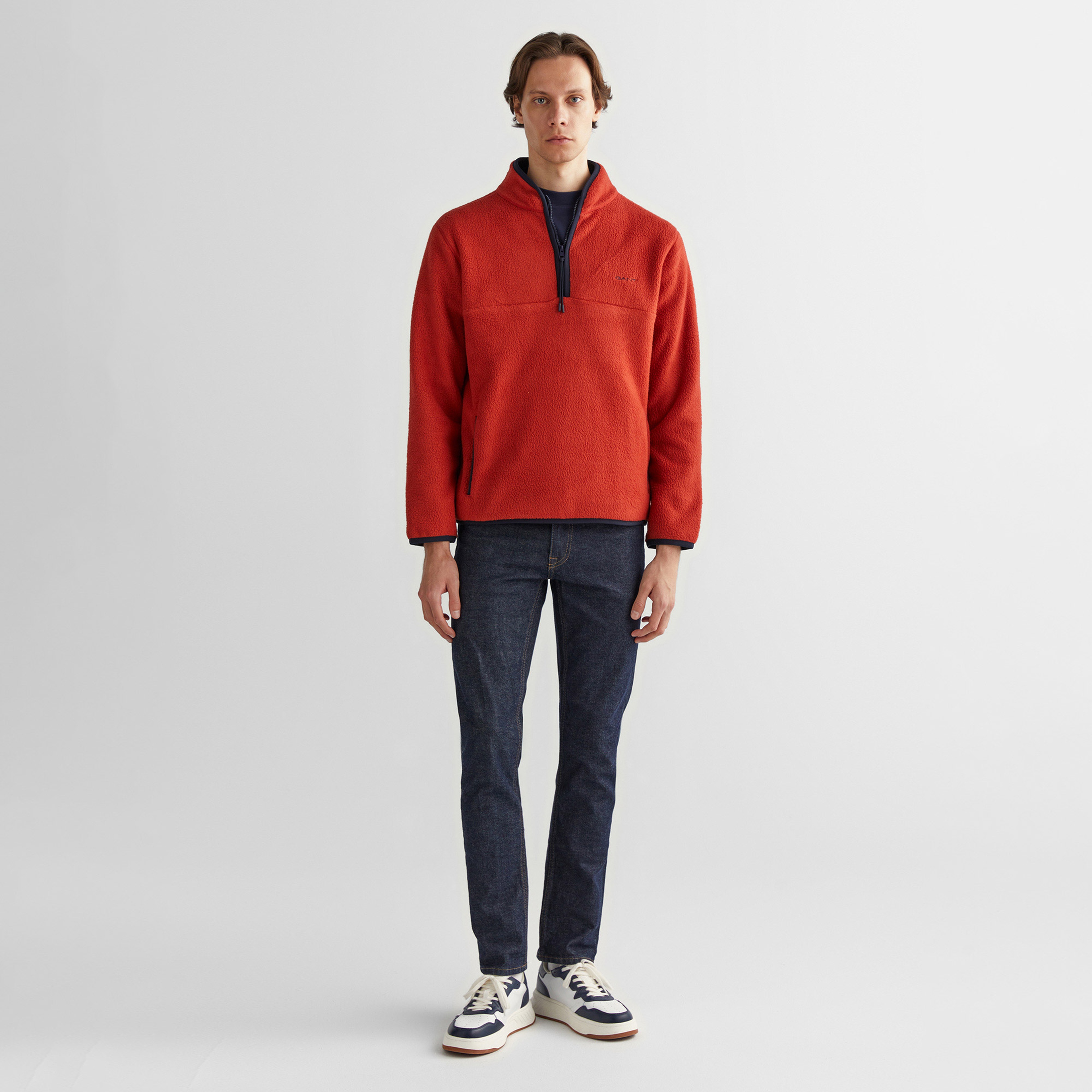 GANT Erkek Bordo Regular Fit Yarım Fermuarlı Sweatshirt