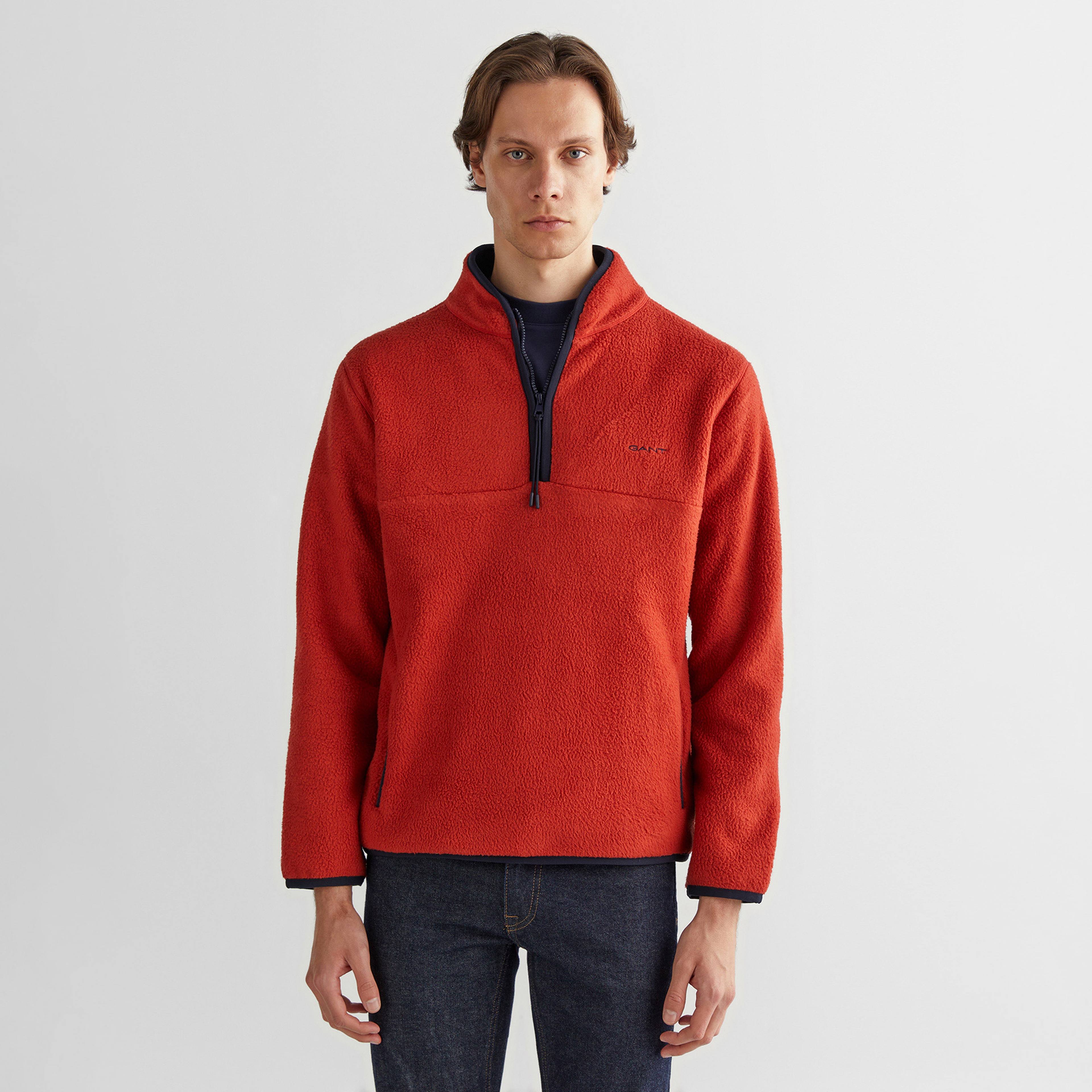 GANT Erkek Bordo Regular Fit Yarım Fermuarlı Sweatshirt