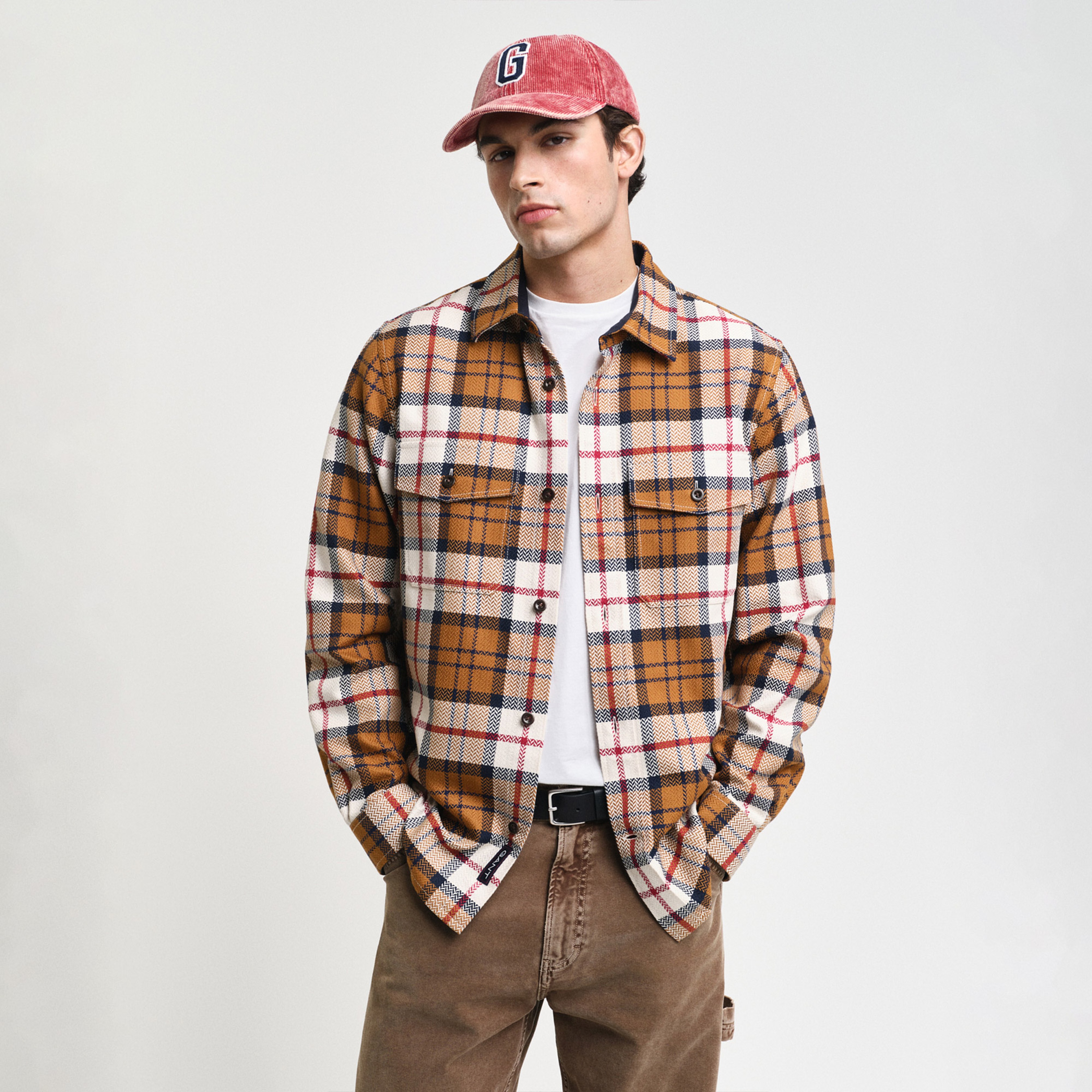 GANT Erkek Kahverengi Regular Fit Kareli Gömlek