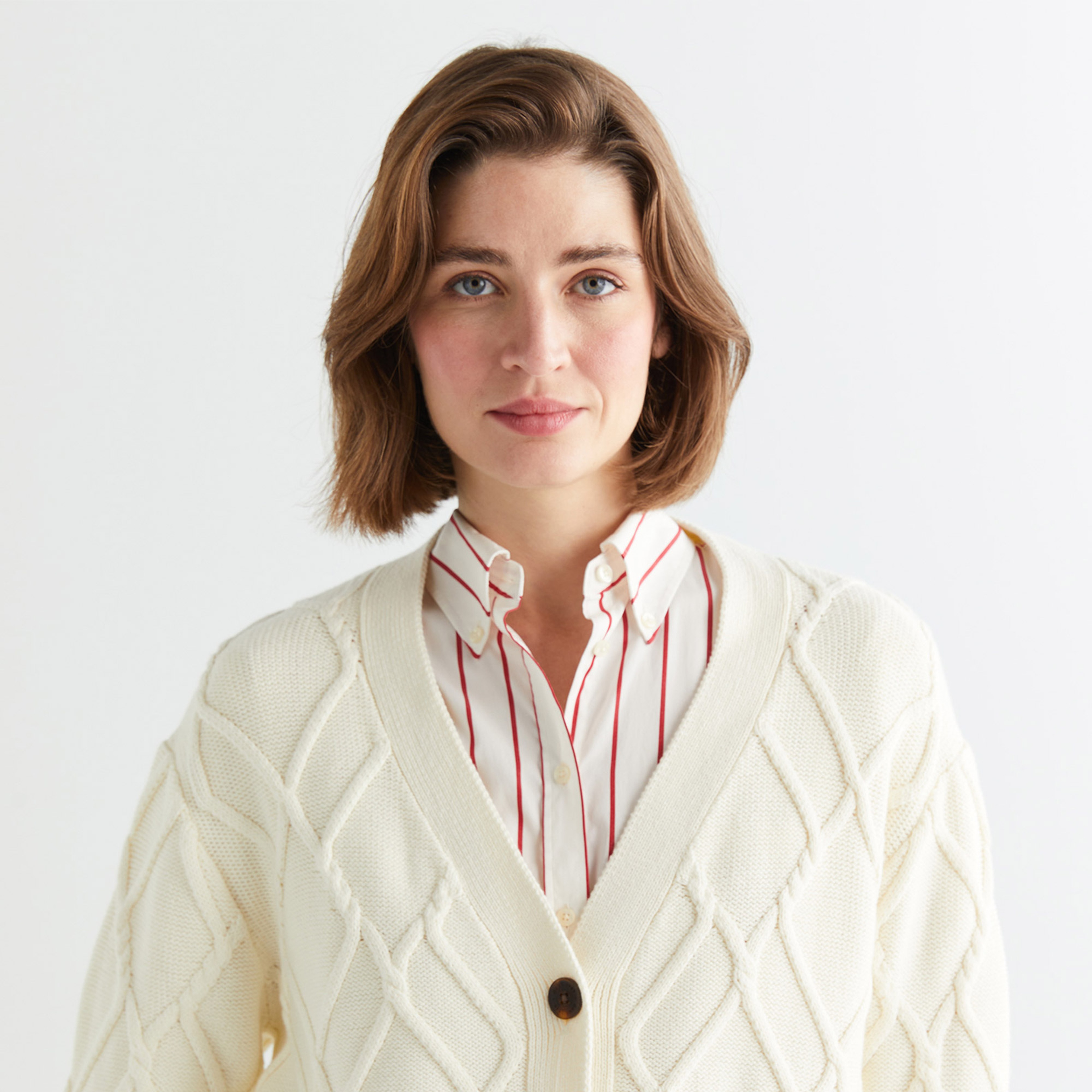 GANT Kadın Krem Relaxed Fit V Yaka Hırka