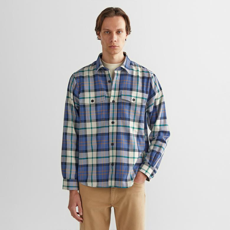 GANT Erkek Mavi Regular Fit Kareli Gömlek