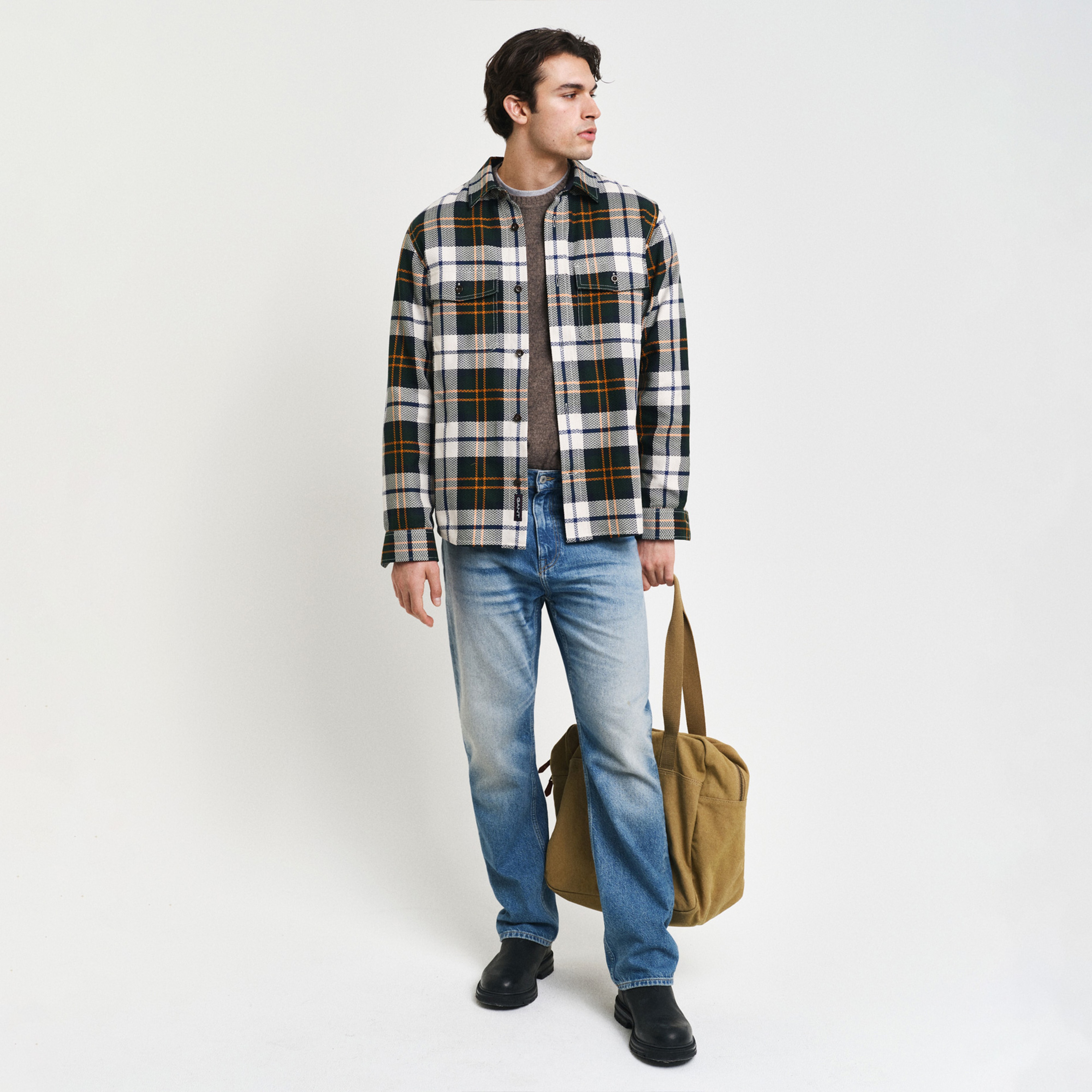 GANT Erkek Yeşil Regular Fit Kareli Gömlek