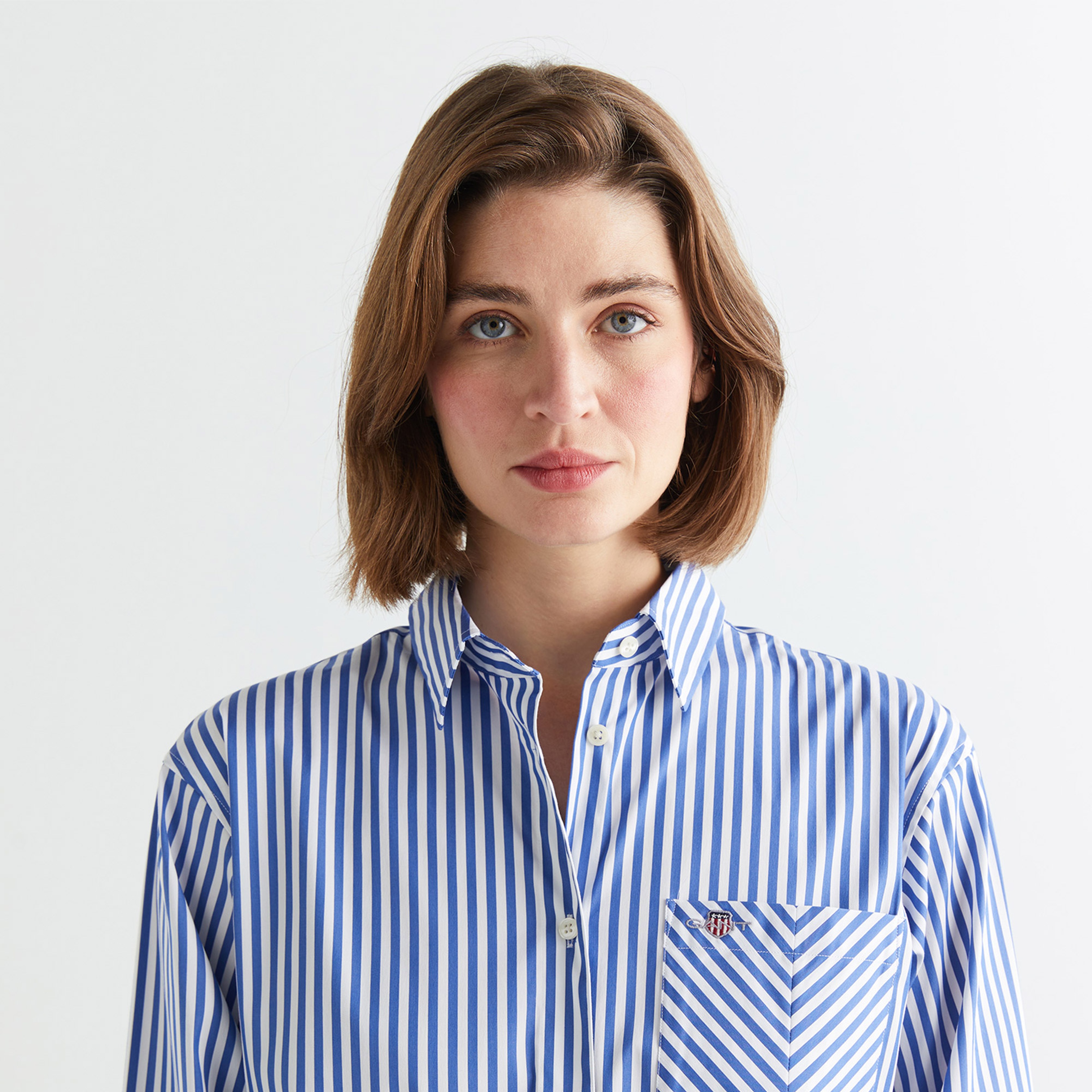 GANT Kadın Mavi Regular Fit Çizgili Gömlek