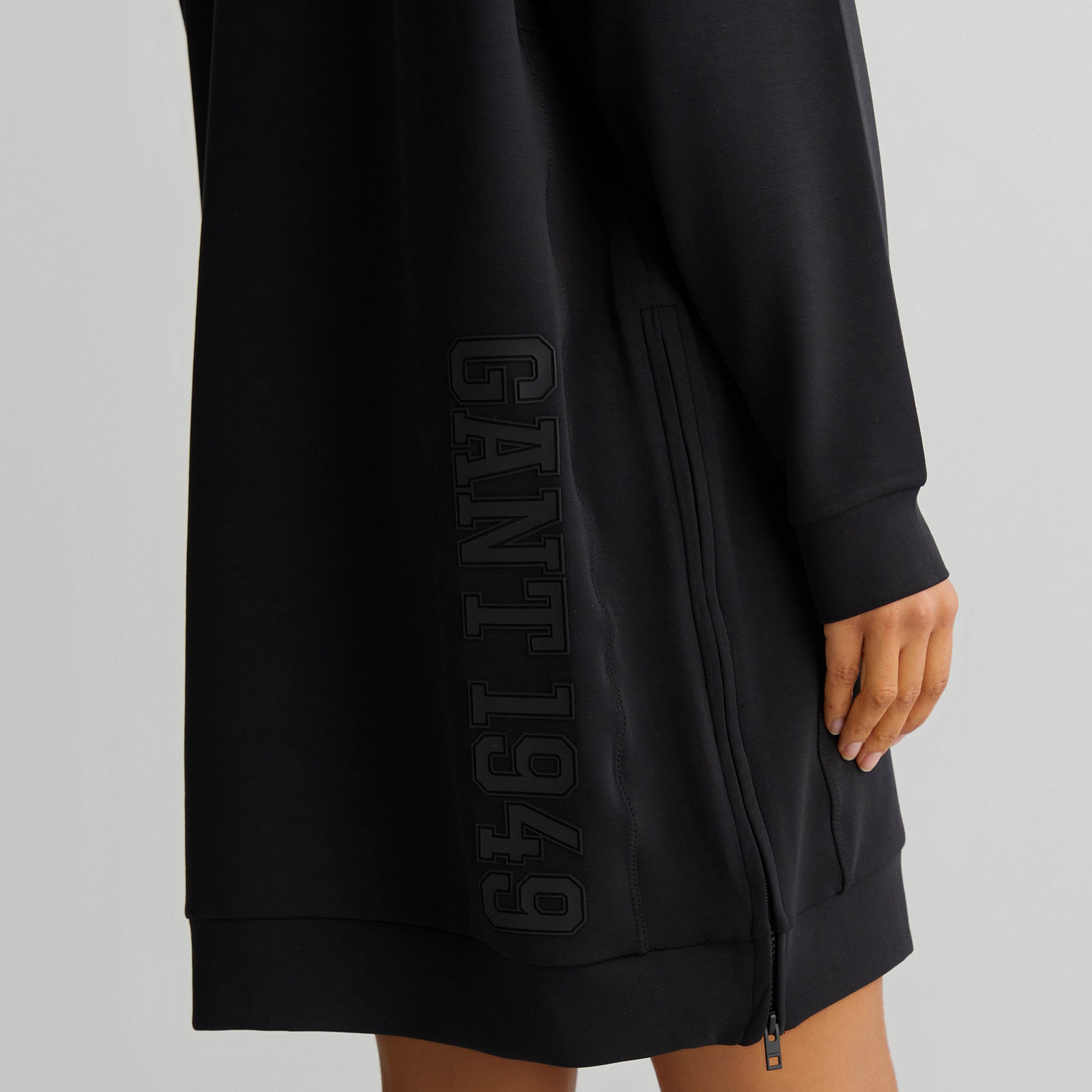 GANT Kadın Siyah Regular Fit Yarım Fermuarlı Elbise