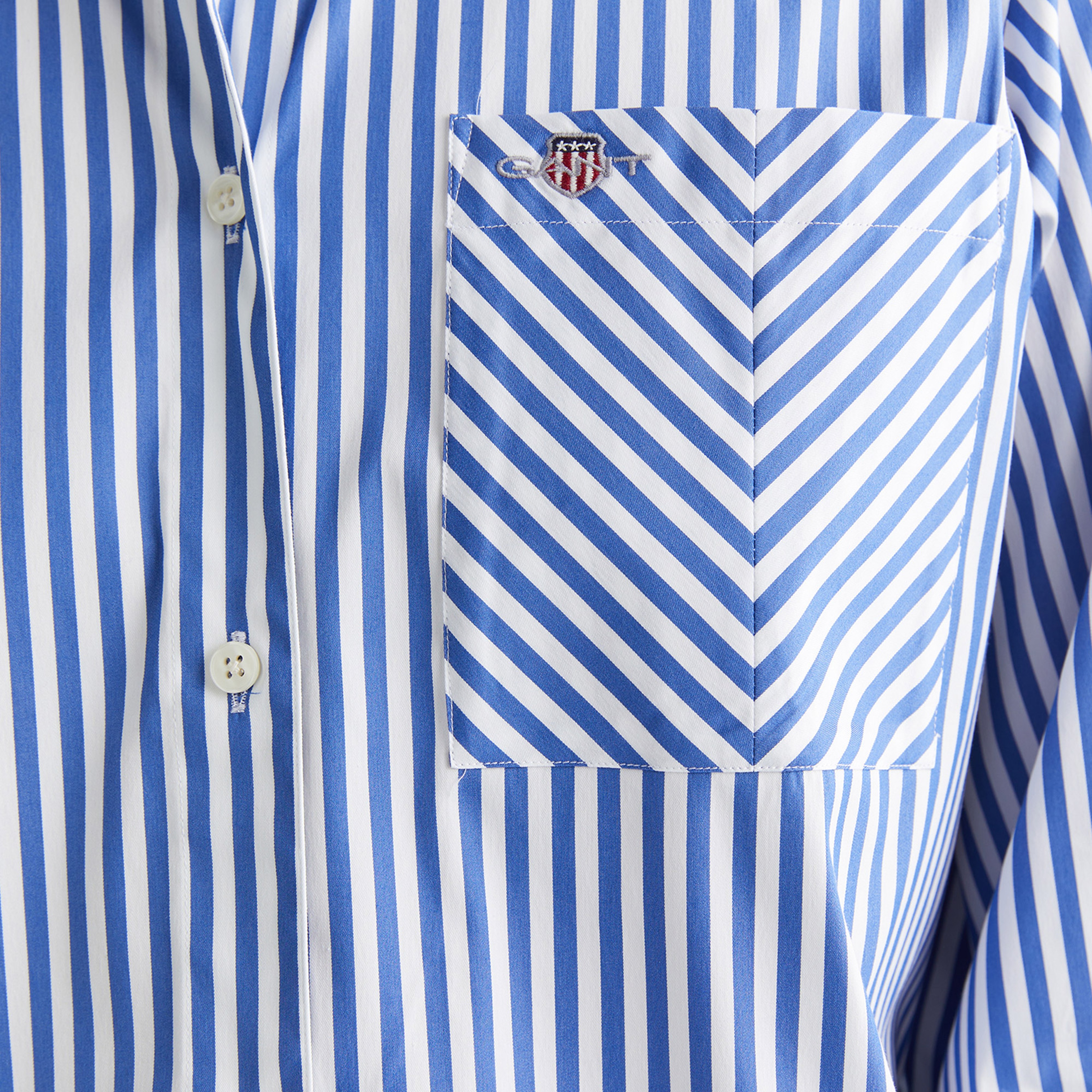 GANT Kadın Mavi Regular Fit Çizgili Gömlek