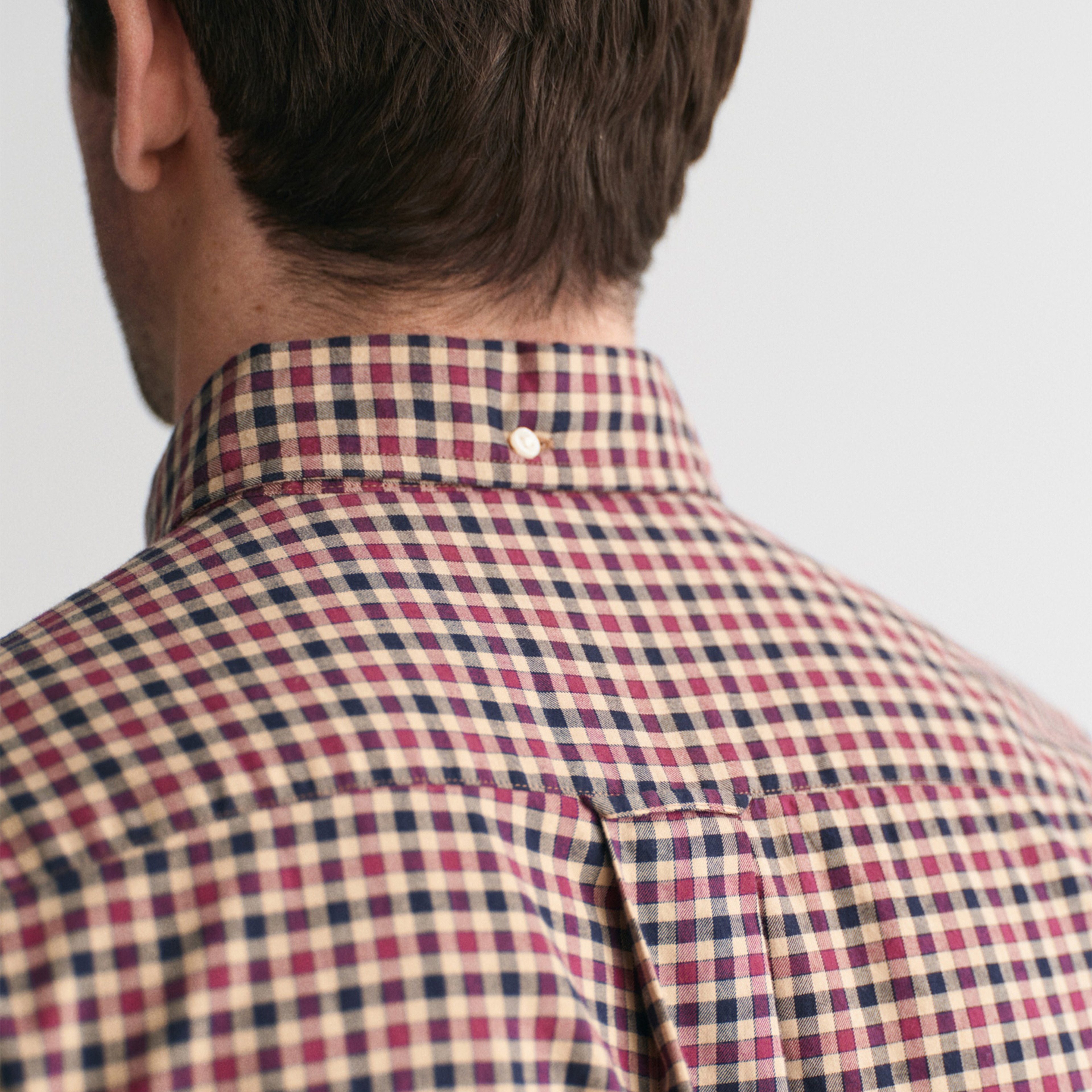 GANT Erkek Bordo Regular Fit Düğmeli Yaka Kareli Gömlek