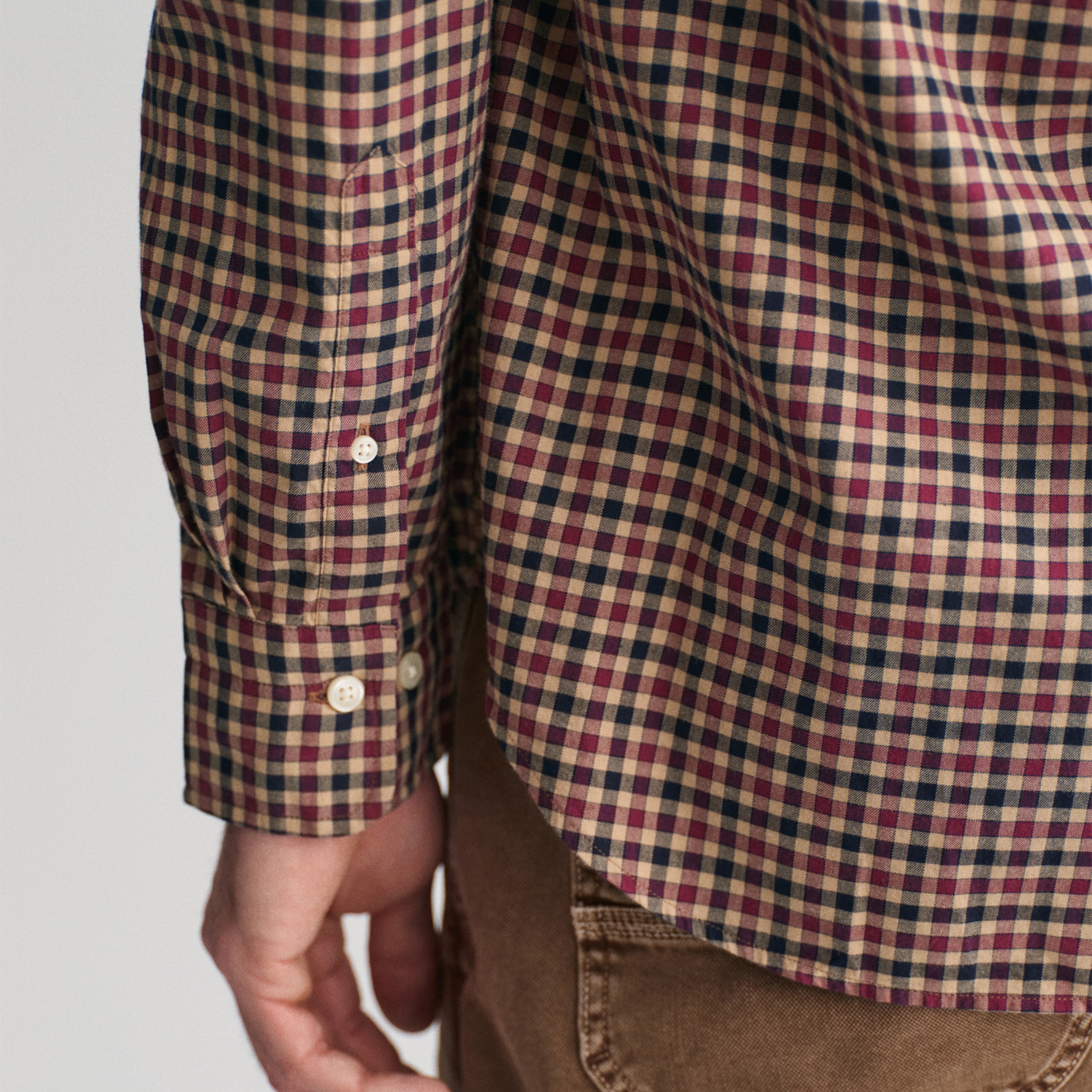 GANT Erkek Bordo Regular Fit Düğmeli Yaka Kareli Gömlek