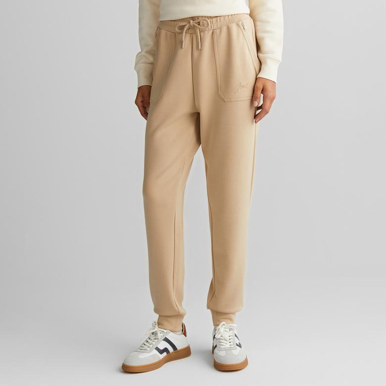 GANT Kadın Bej Regular Fit Logolu Eşofman Altı
