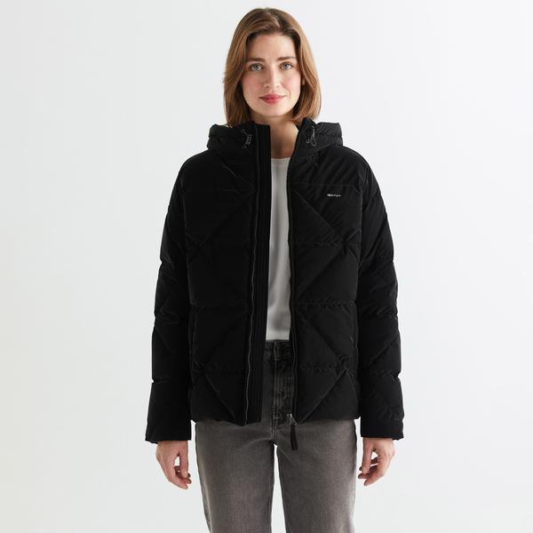 GANT Kadın Siyah Kapüşonlu Kapitone Mont