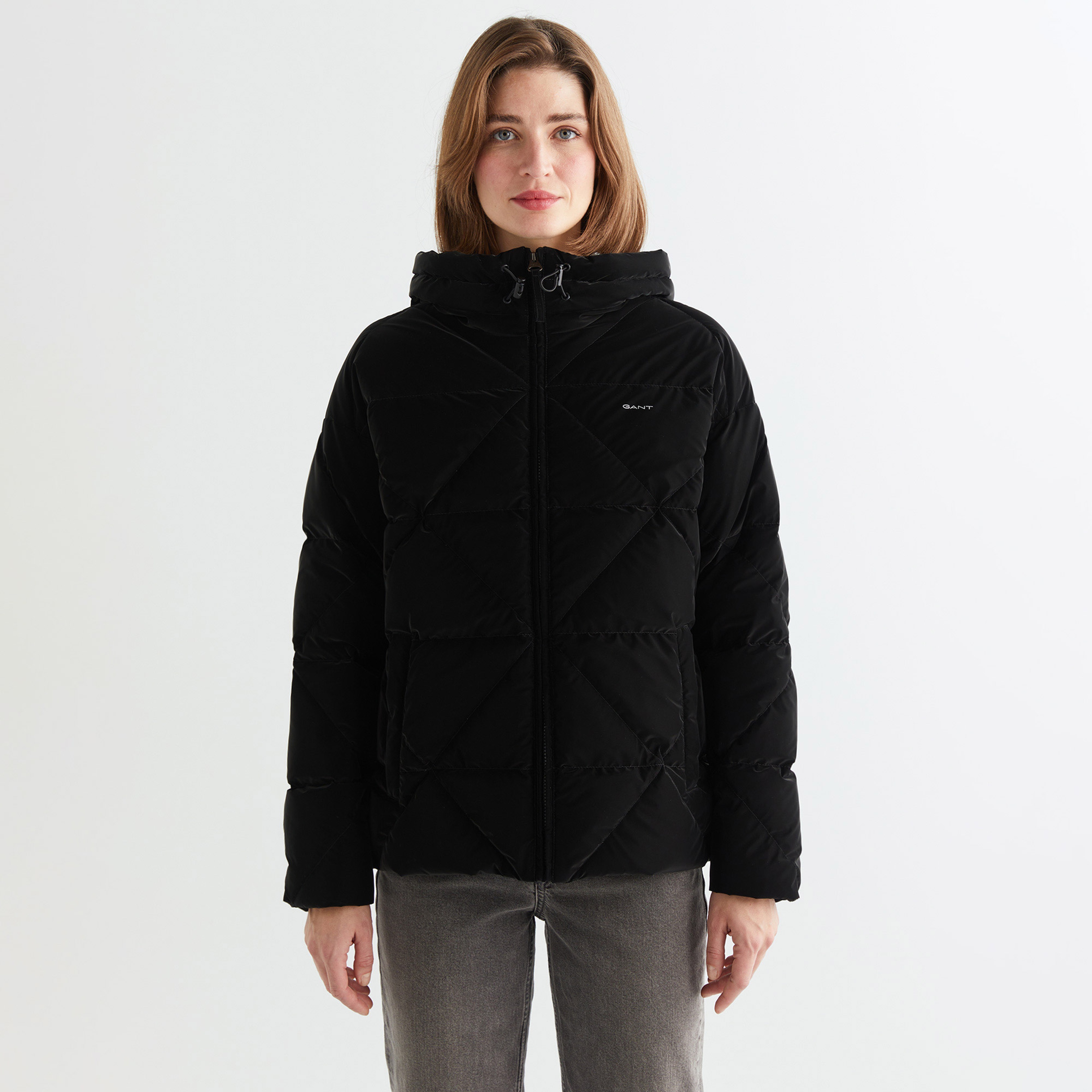 GANT Kadın Siyah Kapüşonlu Kapitone Mont