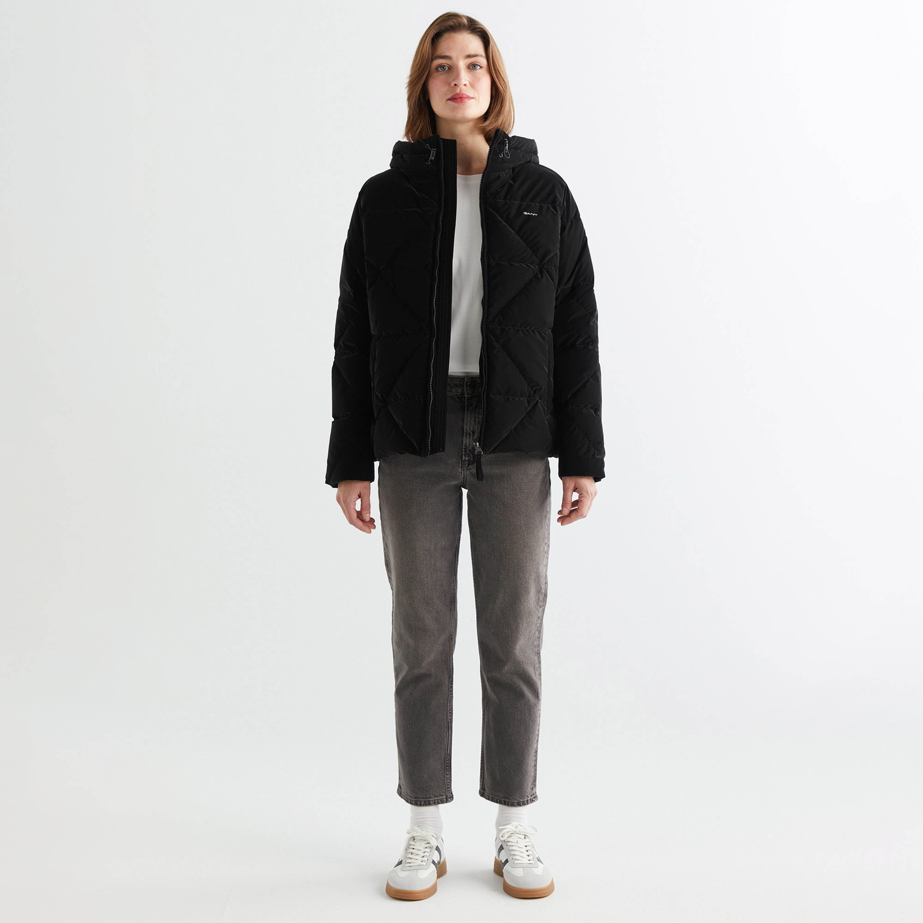 GANT Kadın Siyah Kapüşonlu Kapitone Mont