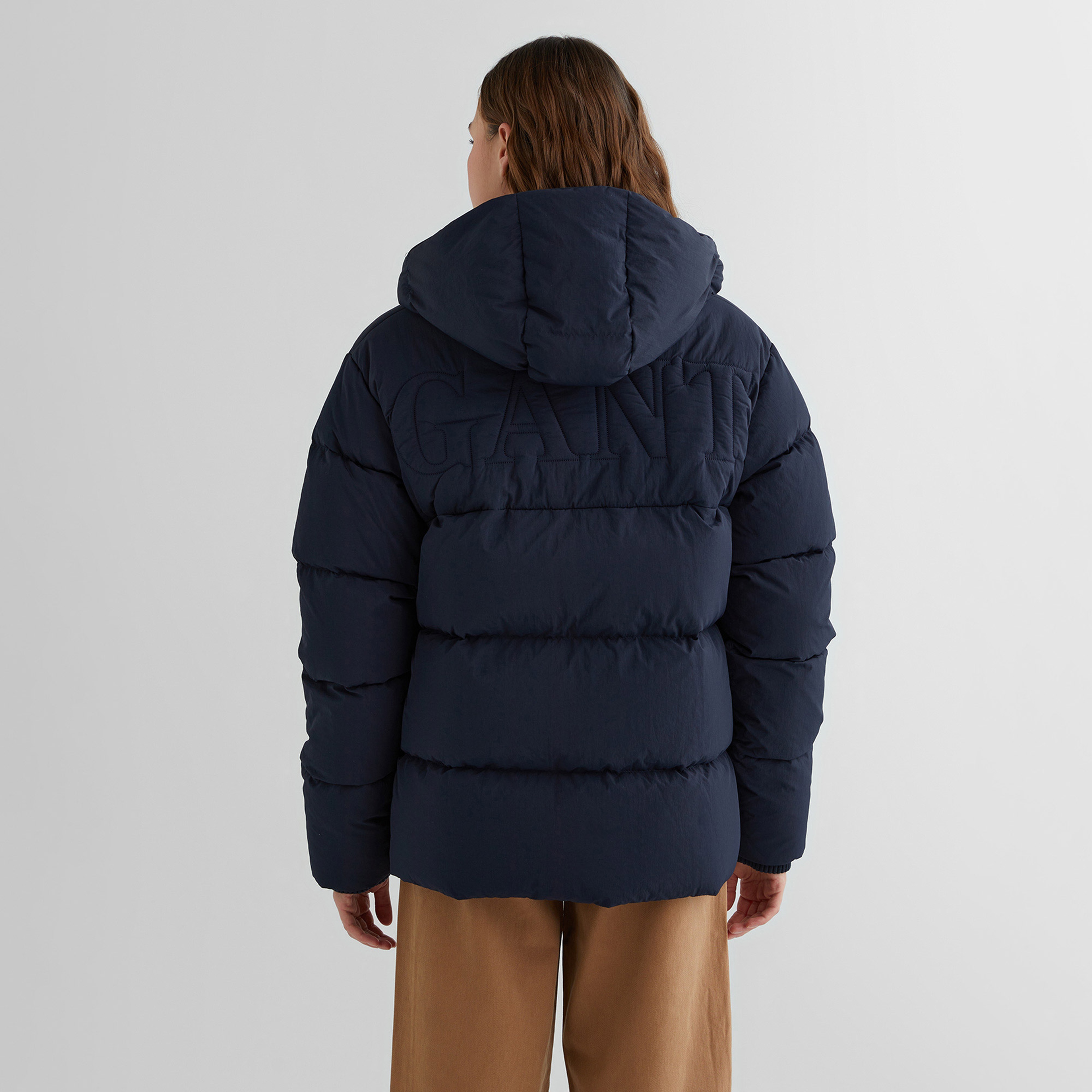 GANT Kadın Lacivert Kapüşonlu Kapitone Mont