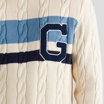 GANT Erkek Krem Relaxed Fit Bisiklet Yaka Renk Bloklu Kazak