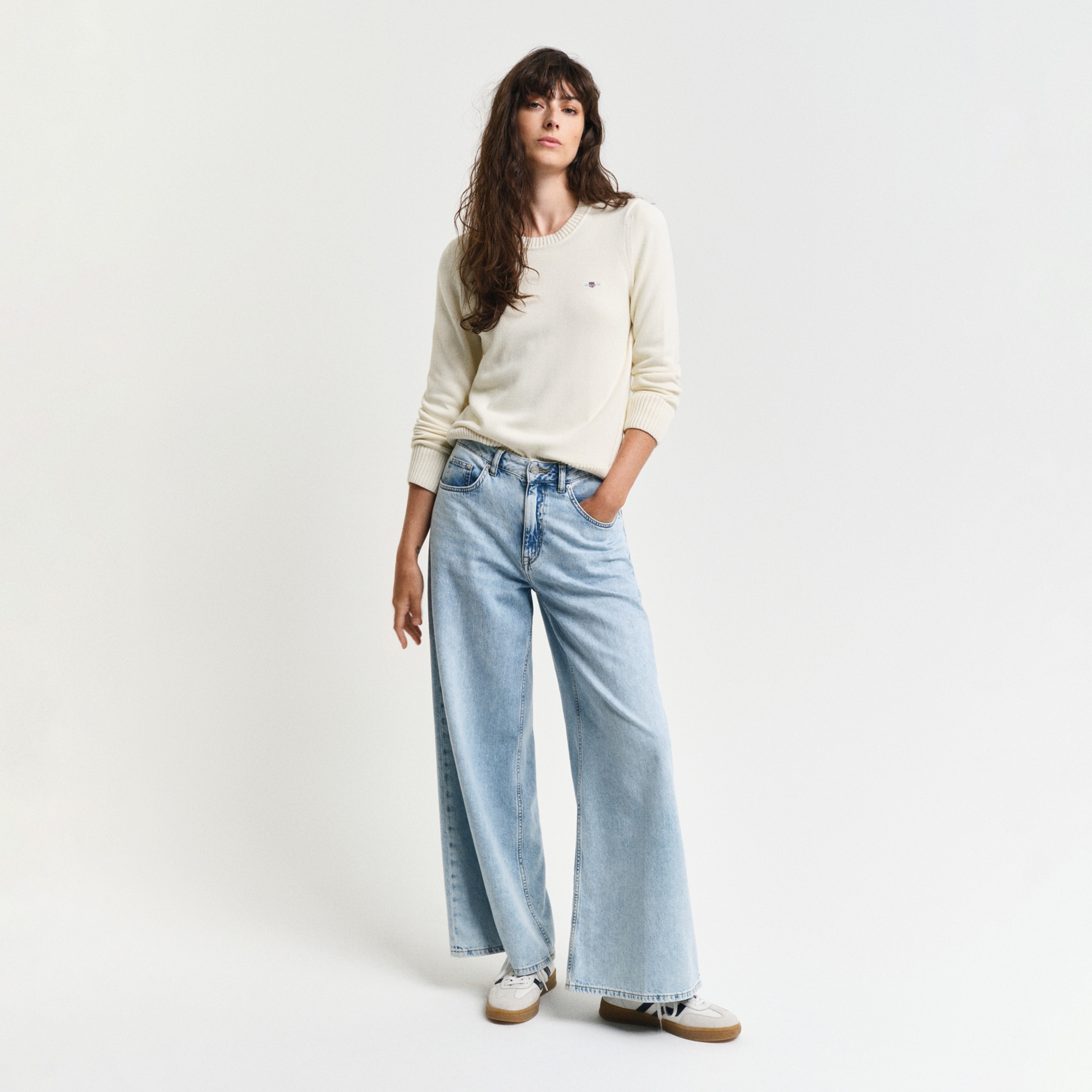 GANT Kadın Krem Regular Fit Bisiklet Yaka Kazak