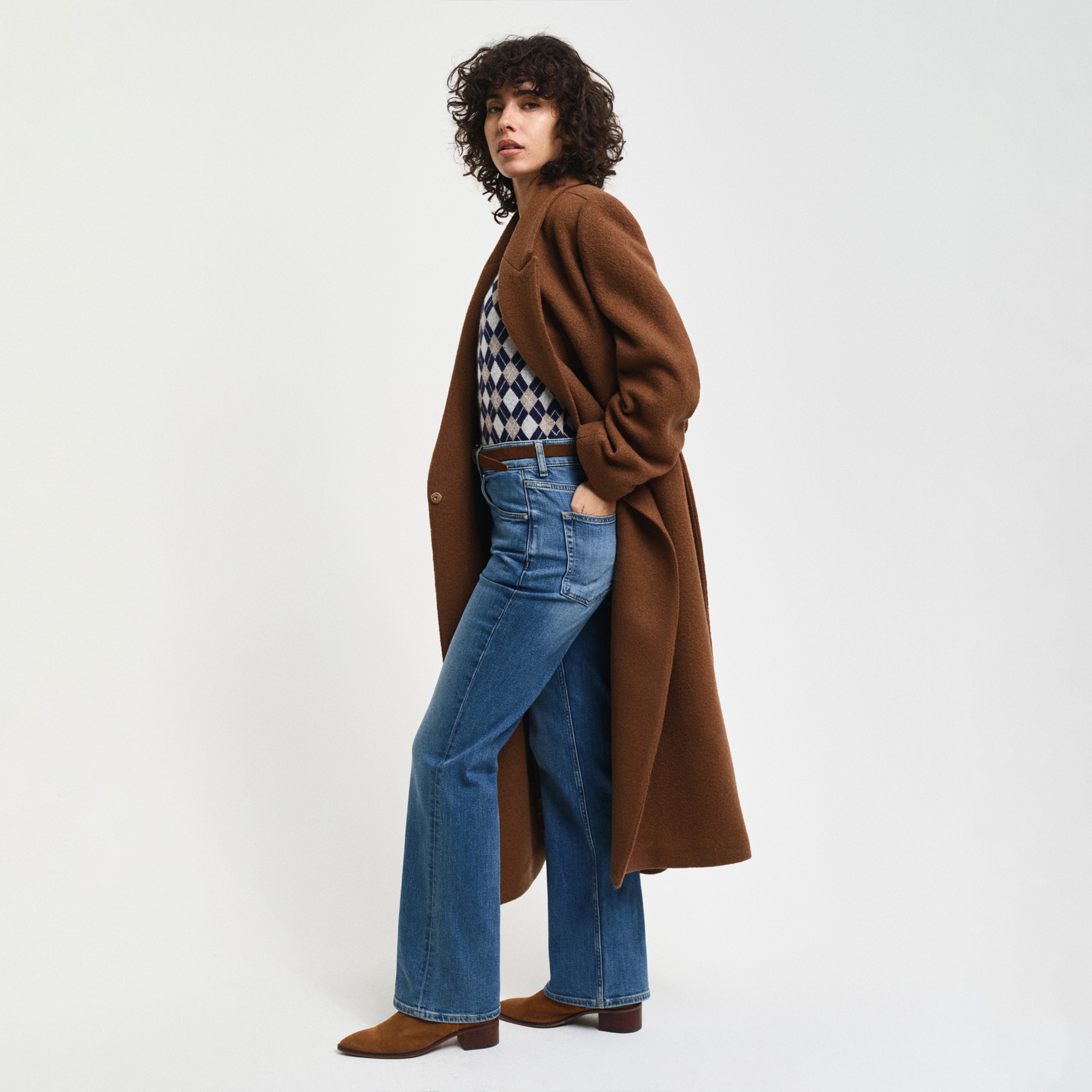 GANT Kadın Kahverengi Klasik Yaka Palto