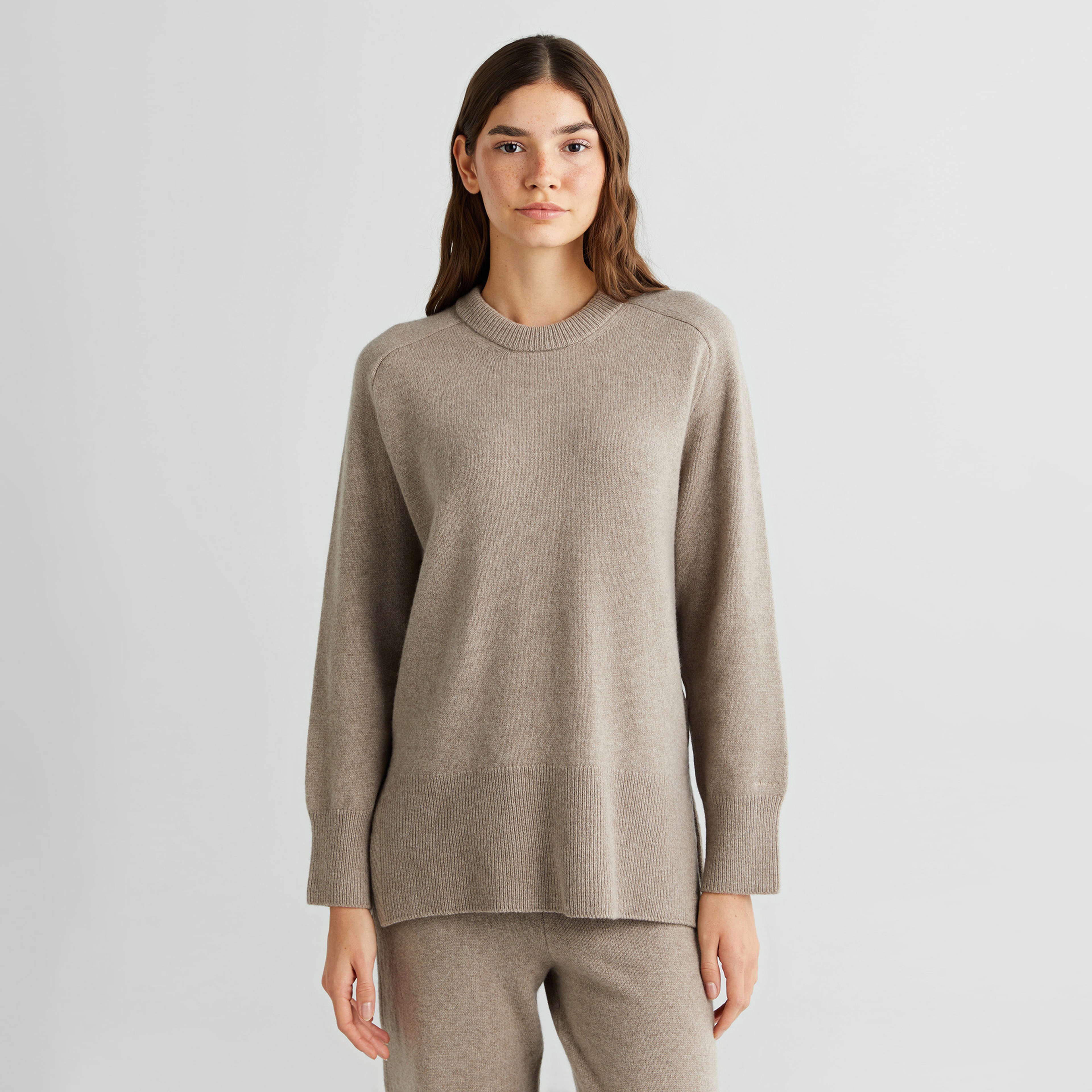 GANT Kadın Bej Relaxed Fit Bisiklet Yaka Kazak