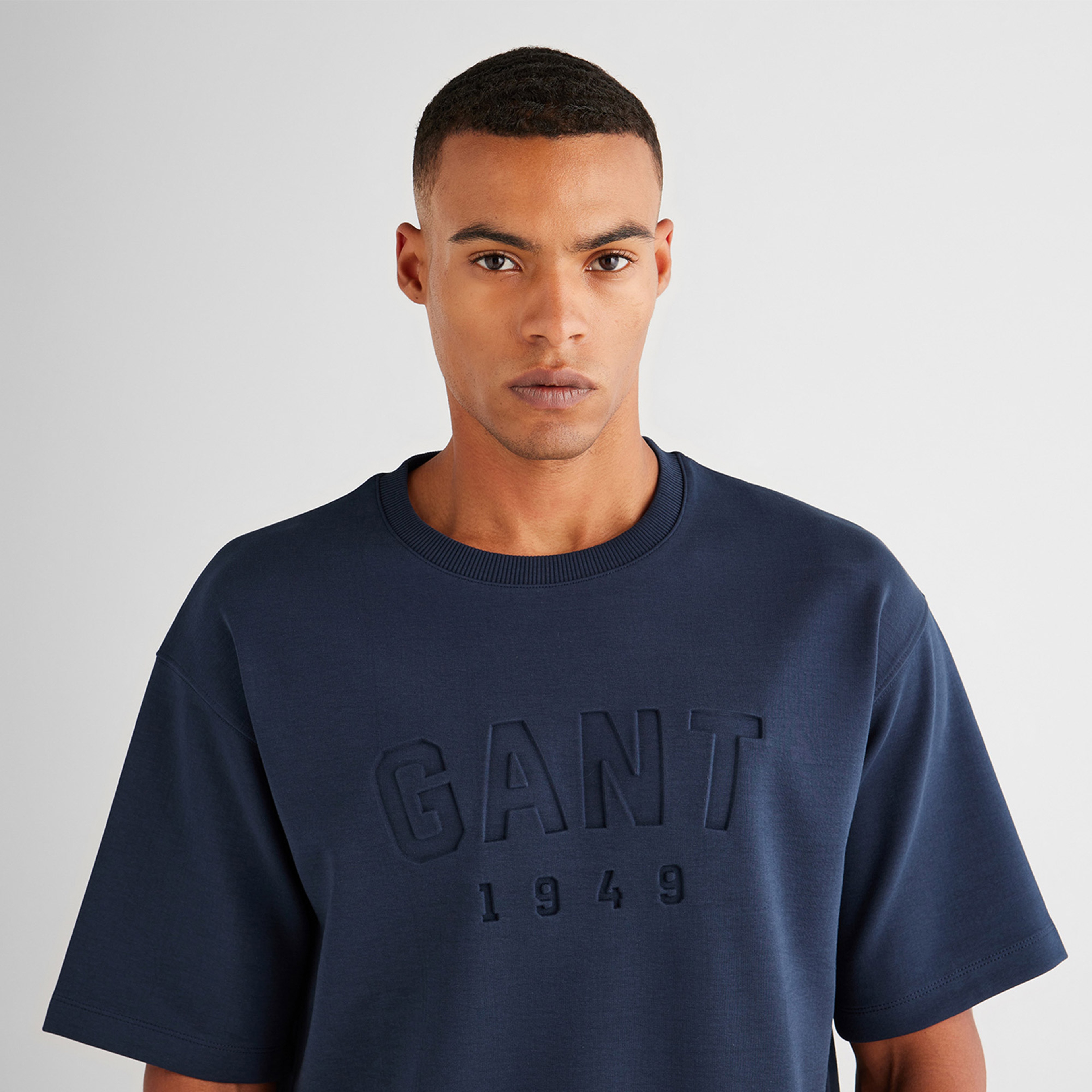 GANT Erkek Lacivert Regular Fit Bisiklet Yaka Logolu T-Shirt