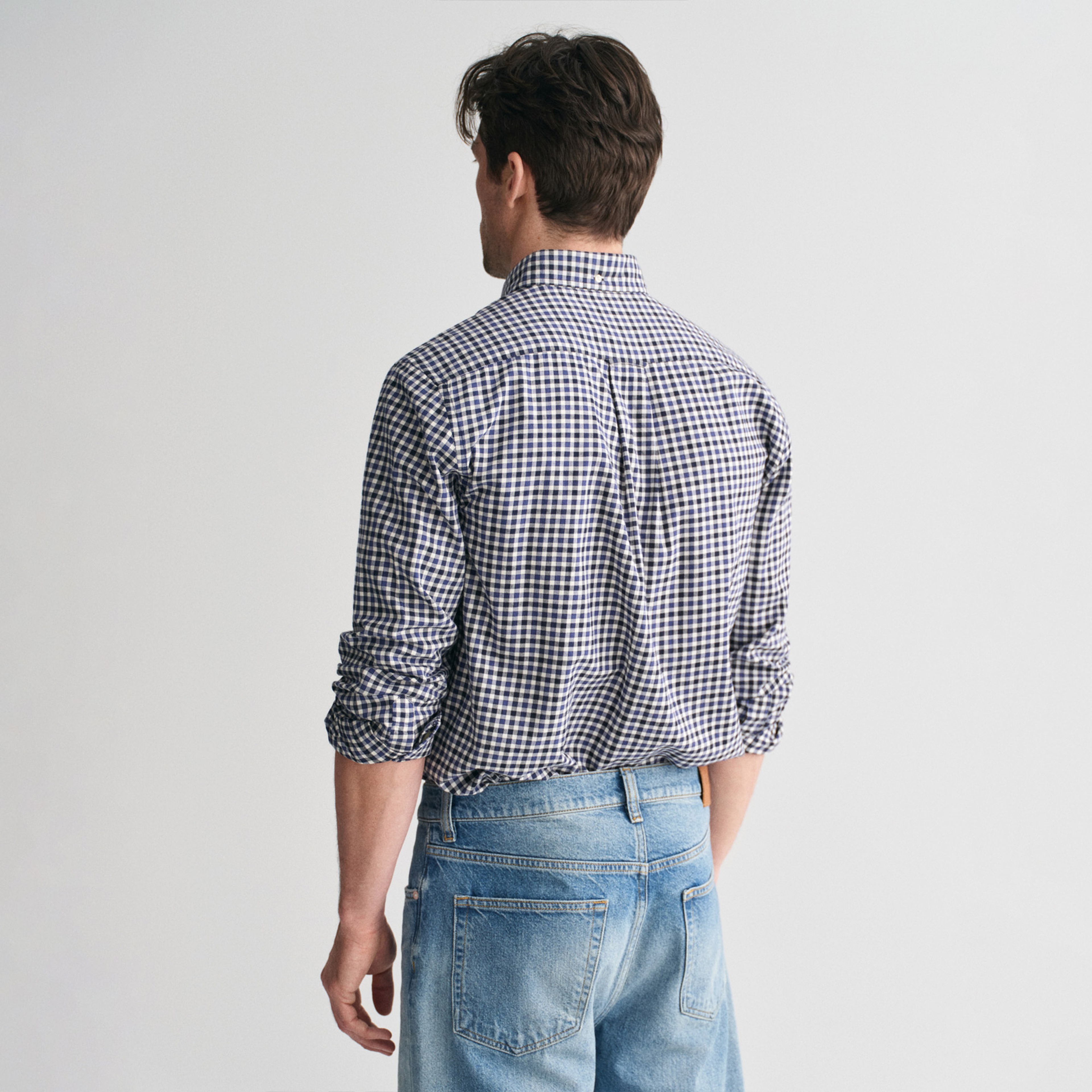 Gant Erkek Lacivert Regular Fit Düğmeli Yaka Kareli Gömlek