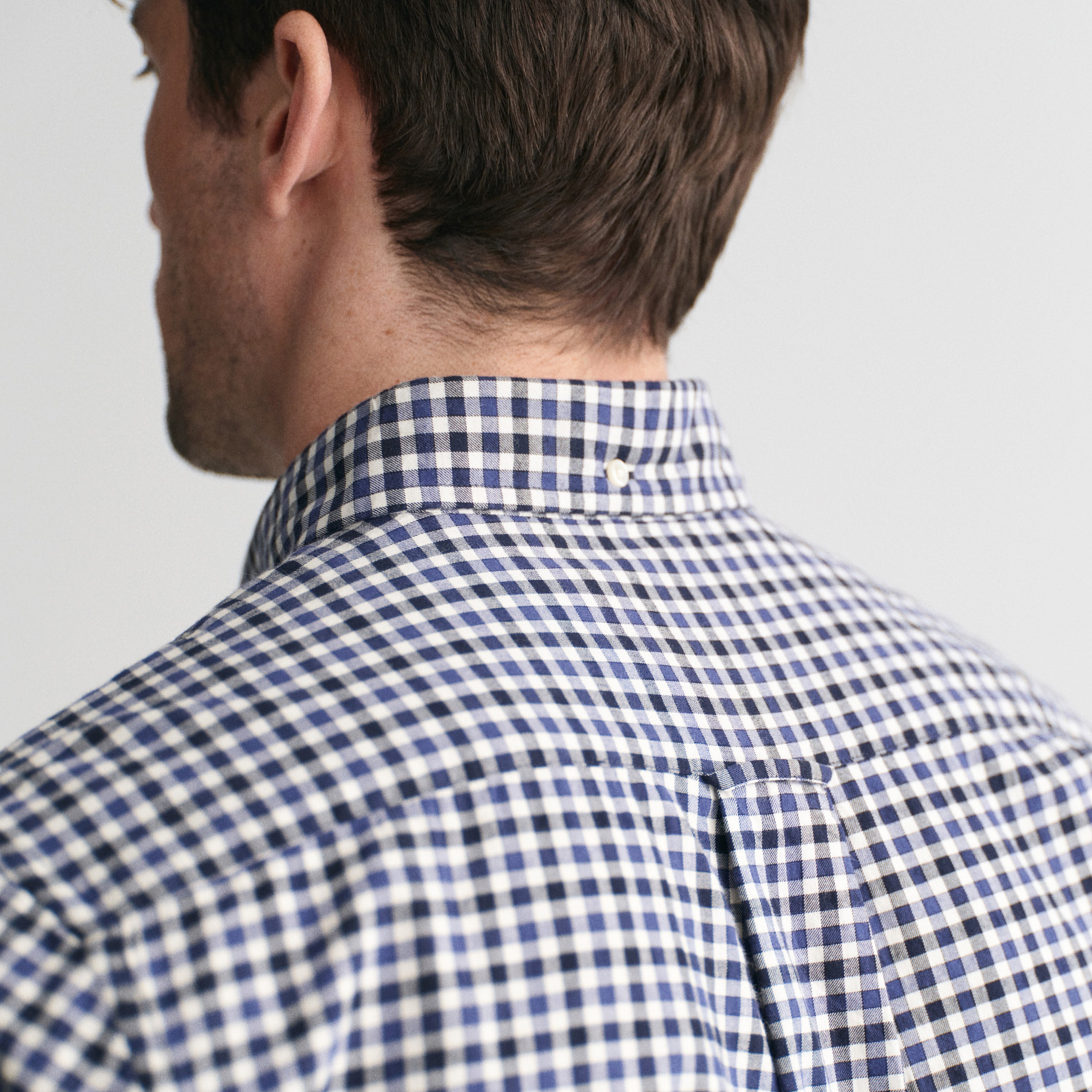 Gant Erkek Lacivert Regular Fit Düğmeli Yaka Kareli Gömlek