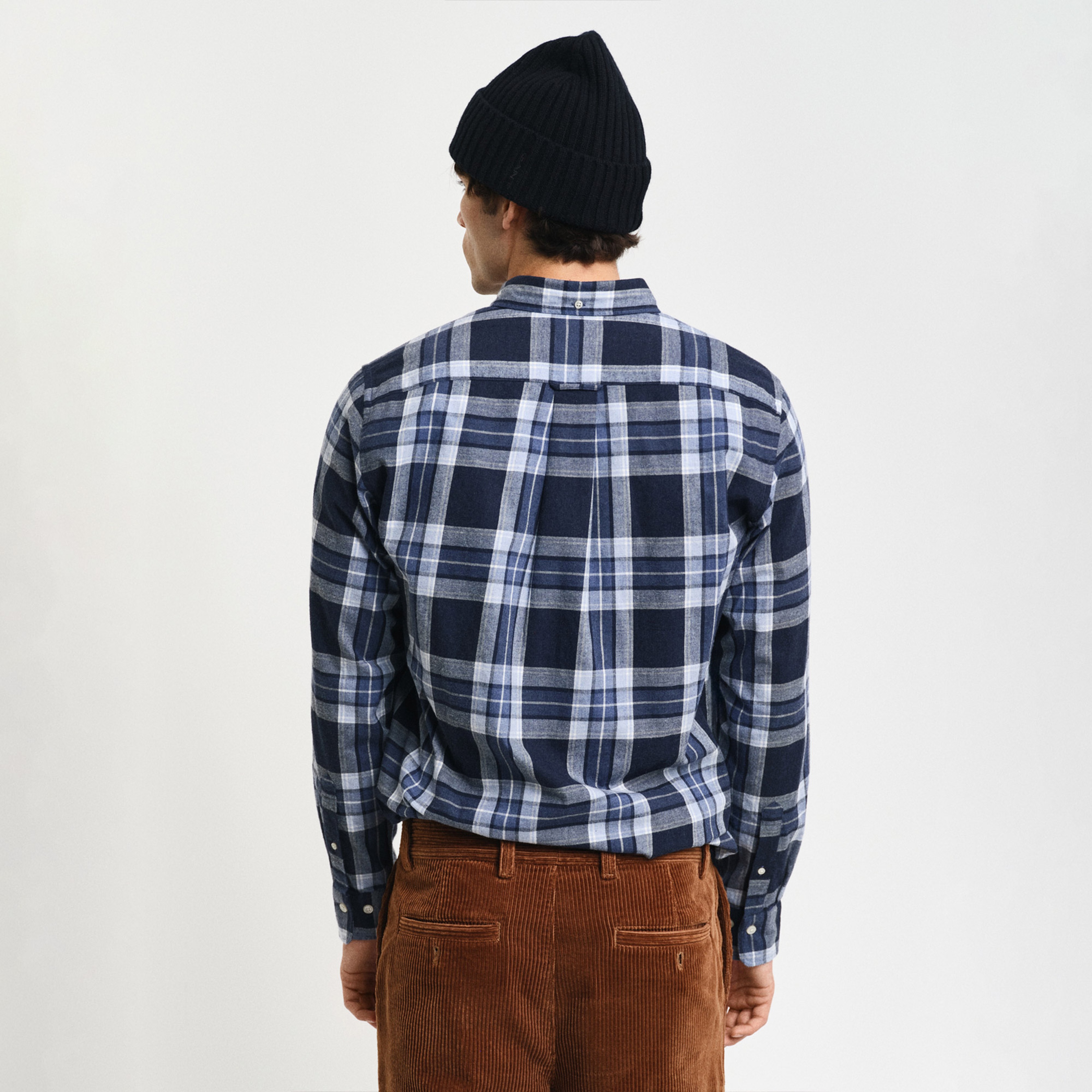 Gant Erkek Lacivert Regular Fit Düğmeli Yaka Kareli Gömlek