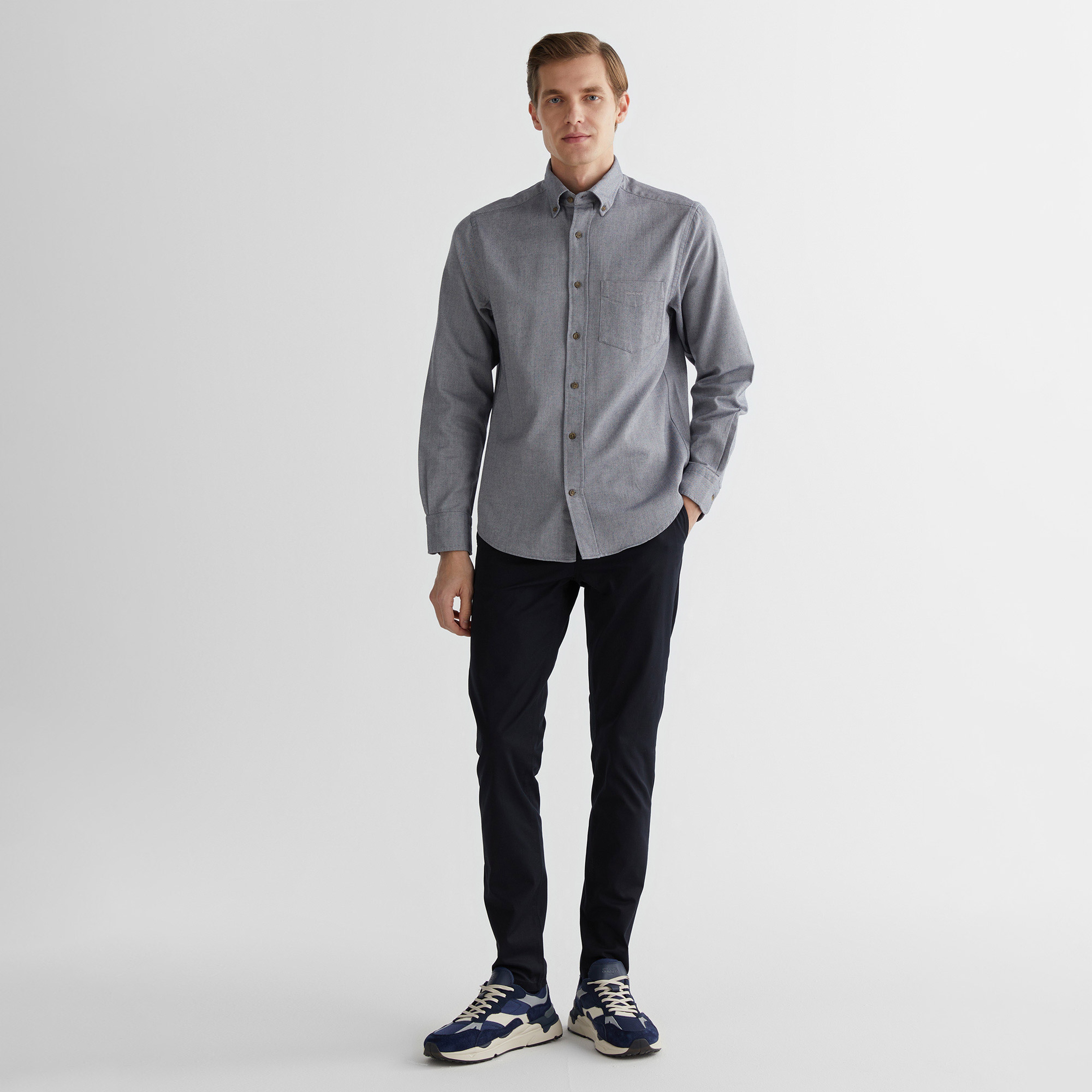 GANT Erkek Lacivert Regular Fit Düğmeli Yaka Gömlek