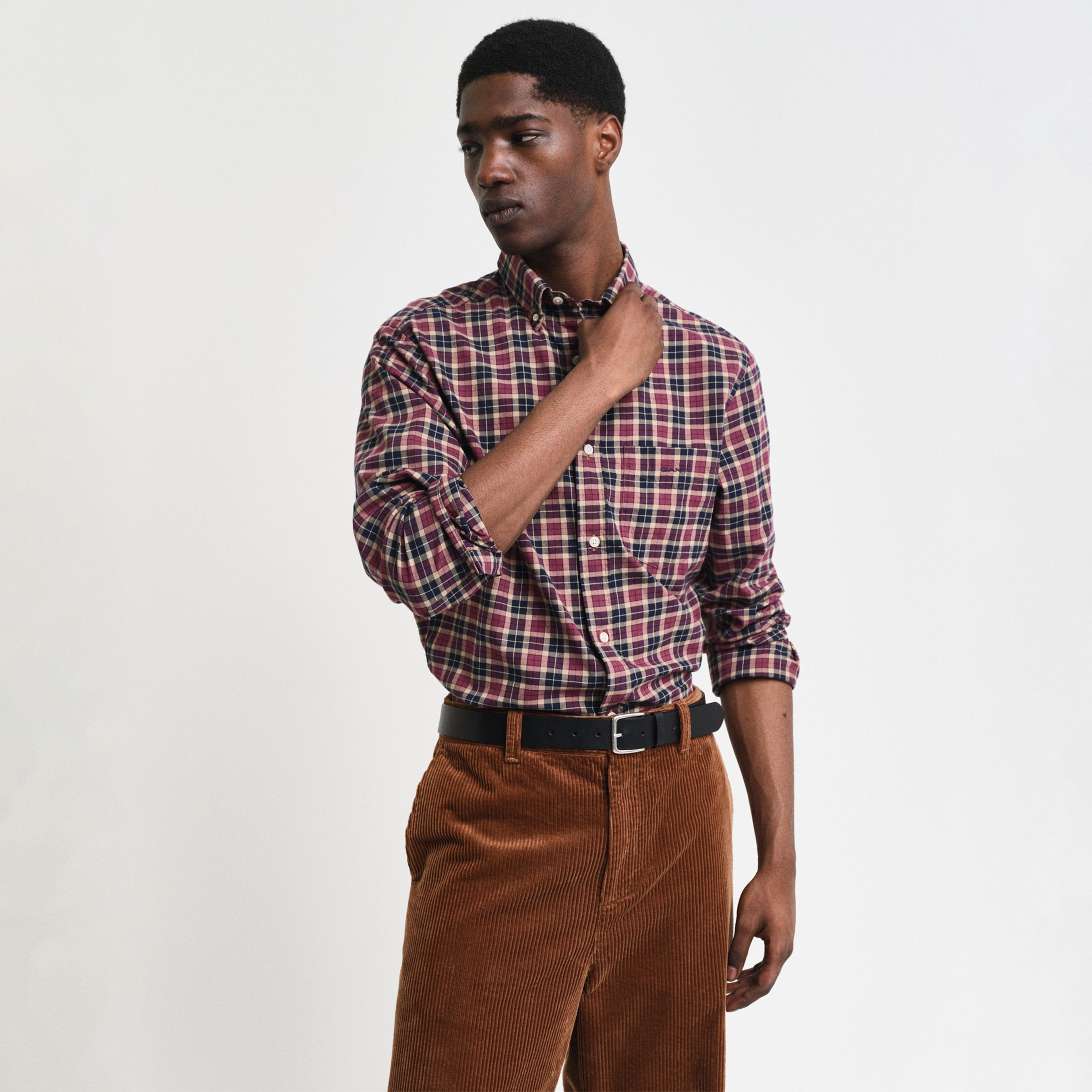 GANT Erkek Bordo Regular Fit Düğmeli Yaka Logolu Gömlek