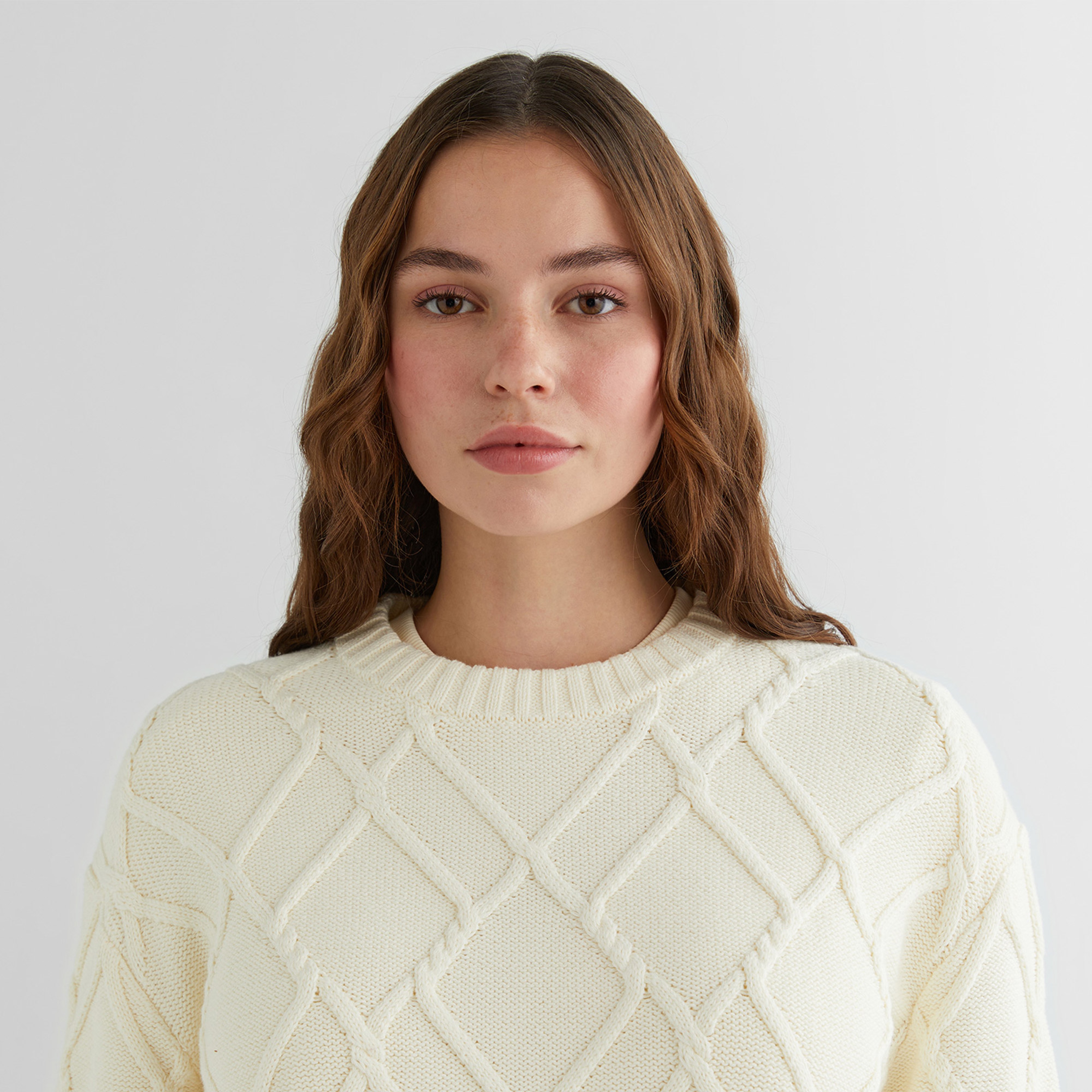 GANT Kadın Krem Relaxed Fit Bisiklet Yaka Kazak