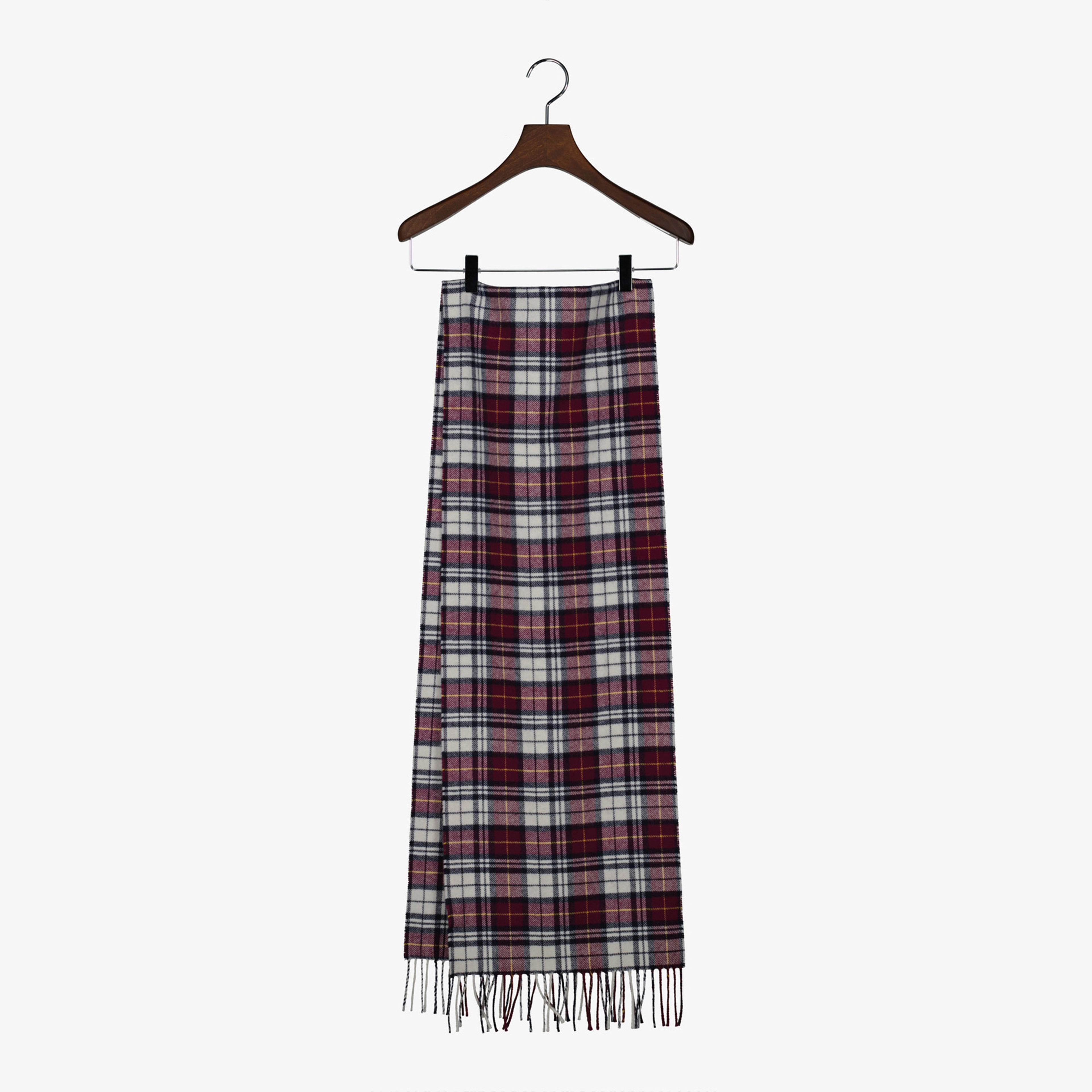 GANT Unisex Bordo Kareli Yün Atkı