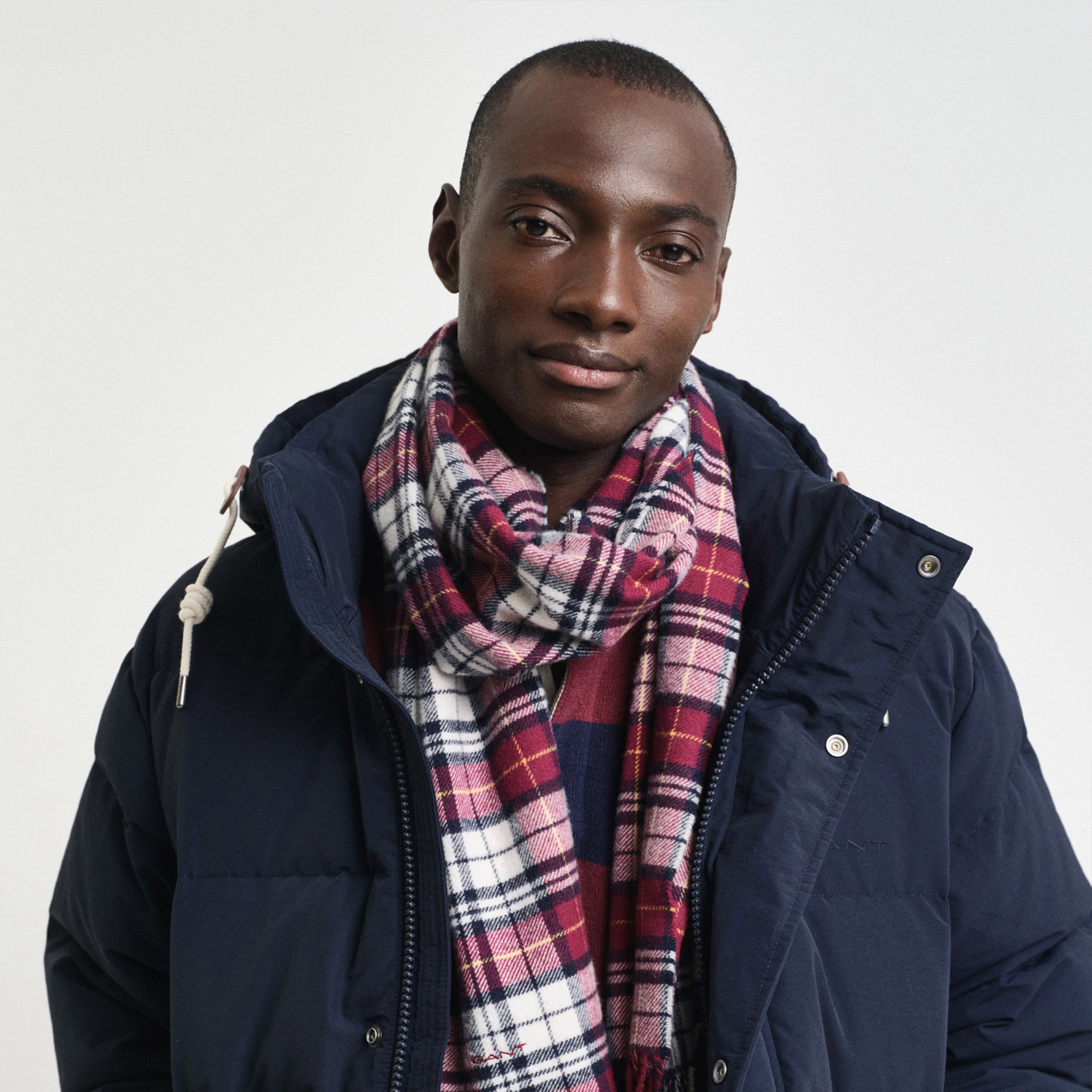 GANT Unisex Bordo Kareli Yün Atkı