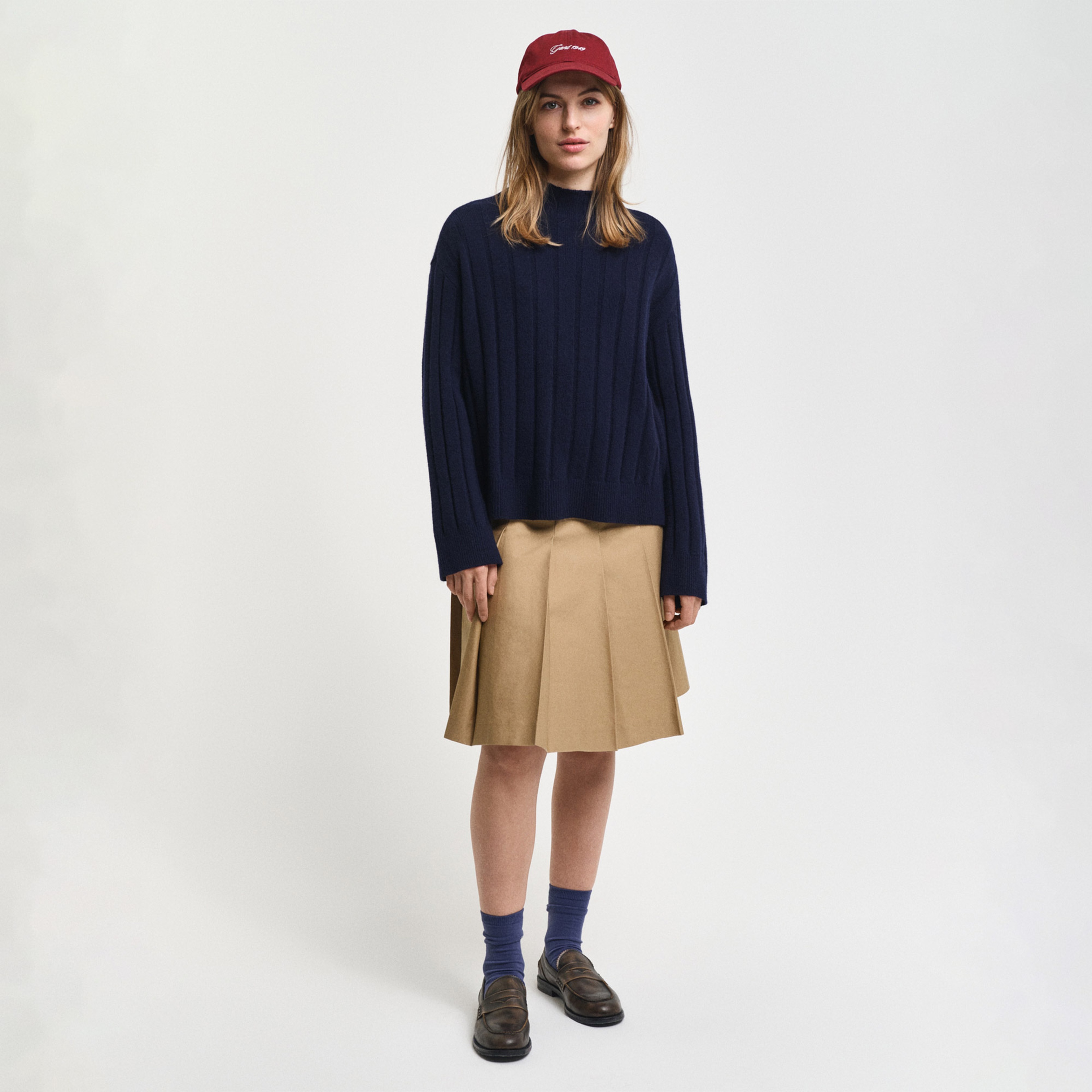 GANT Kadın Lacivert Relaxed Fit Dik Yaka Kazak