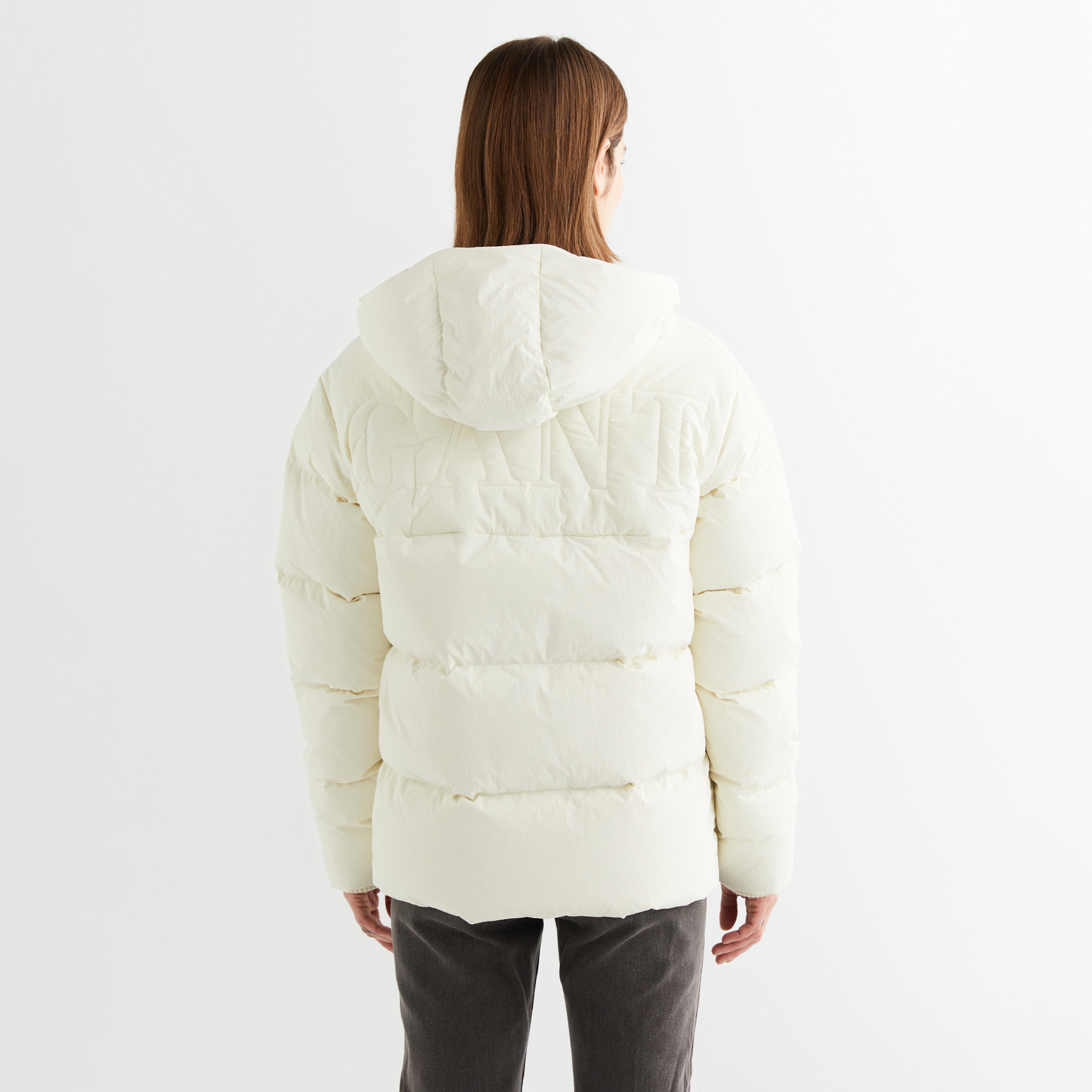 GANT Kadın Krem Kapüşonlu Kapitone Mont