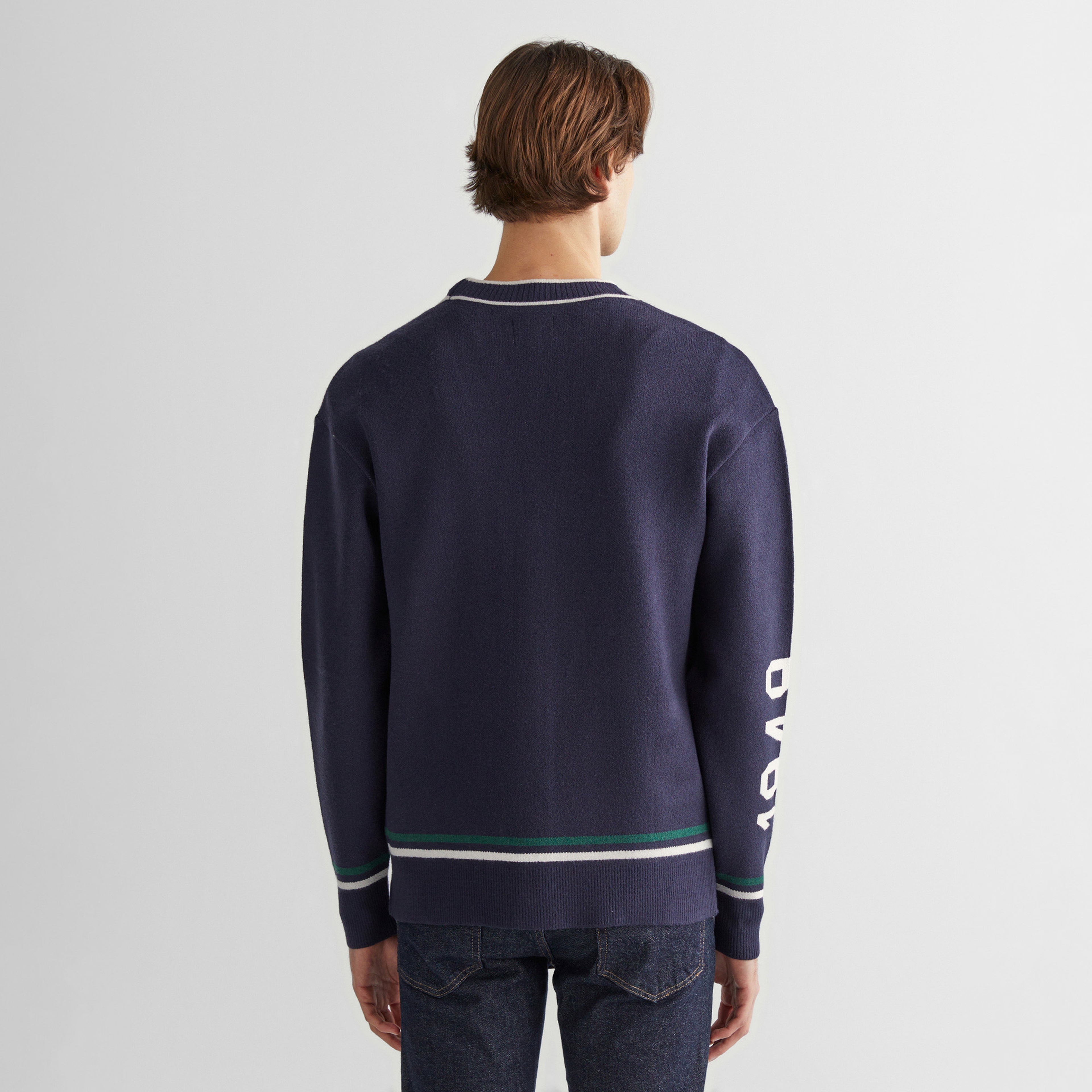 GANT Erkek Lacivert Relaxed Fit V Yaka Logolu Hırka