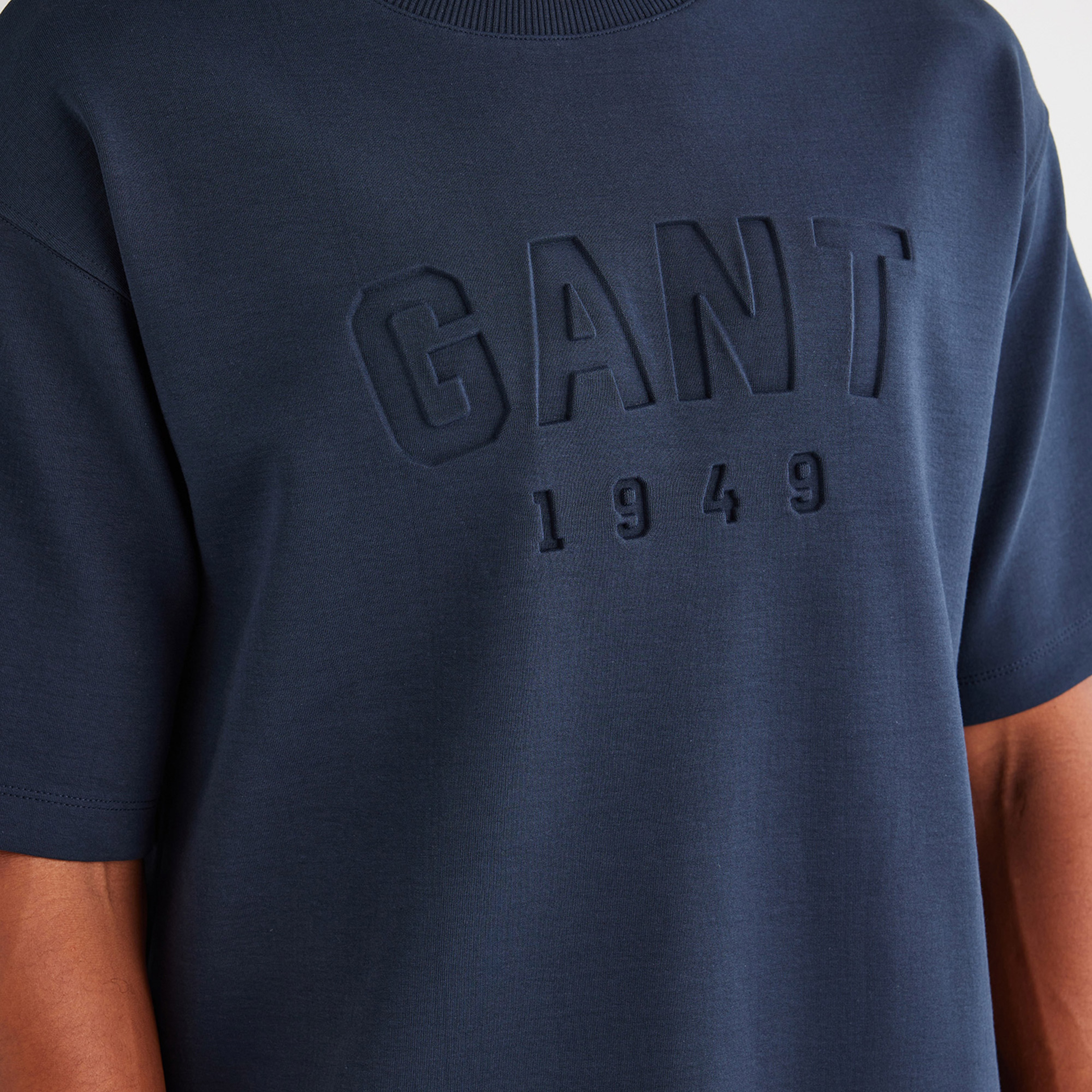 GANT Erkek Lacivert Regular Fit Bisiklet Yaka Logolu T-Shirt
