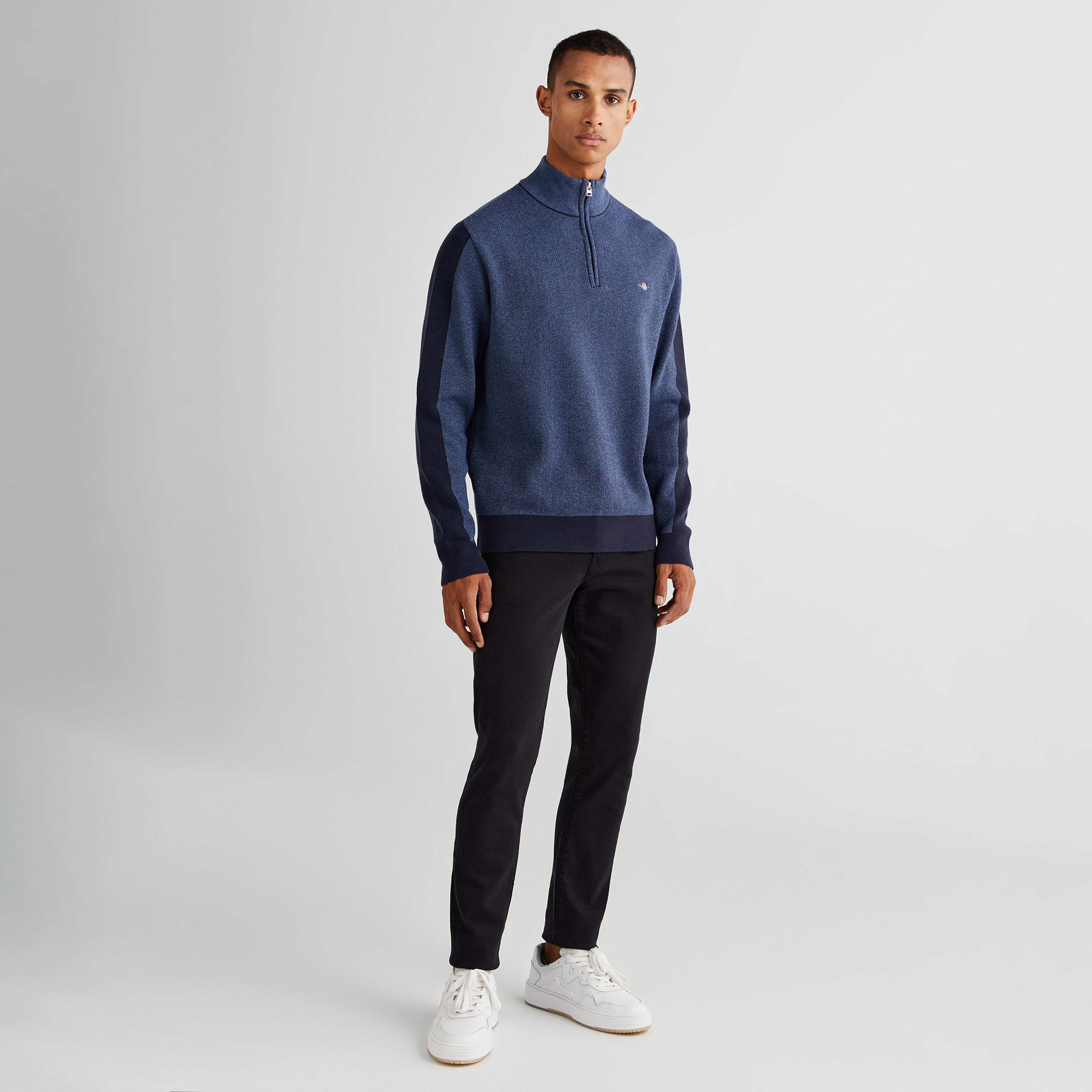 GANT Erkek Lacivert Relaxed Fit Yarım Fermuarlı Kazak