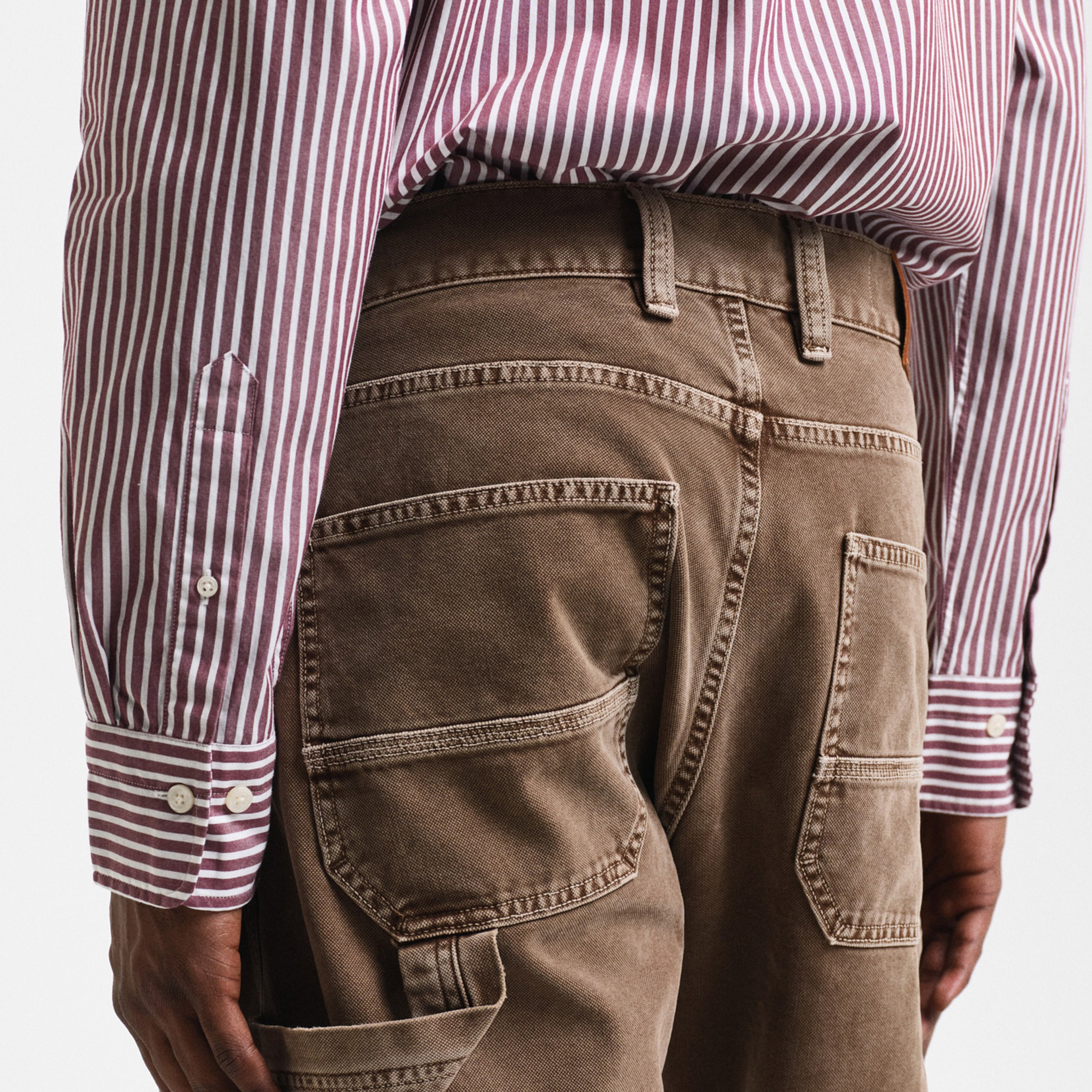 GANT Erkek Bordo Regular Fit Düğmeli Yaka Çizgili Gömlek